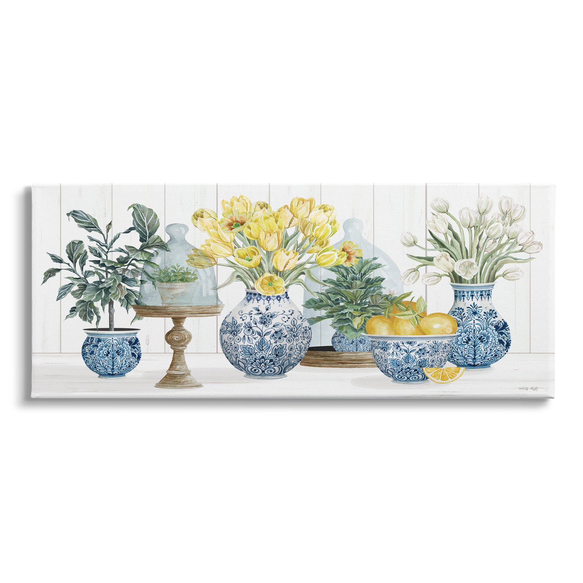 Stupell Industries Yellow Tulips Lemon Fruits Traditional Country Plant, 24 x 10, Design by Cindy Jacobs