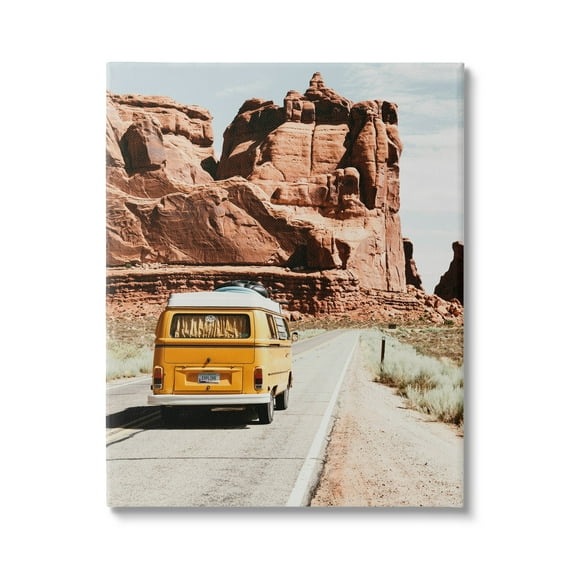Stupell Industries Yellow Van Driving Canyon Desert Rural Road Canvas Wall Art, 16 x 20, Design by Amy Brinkman