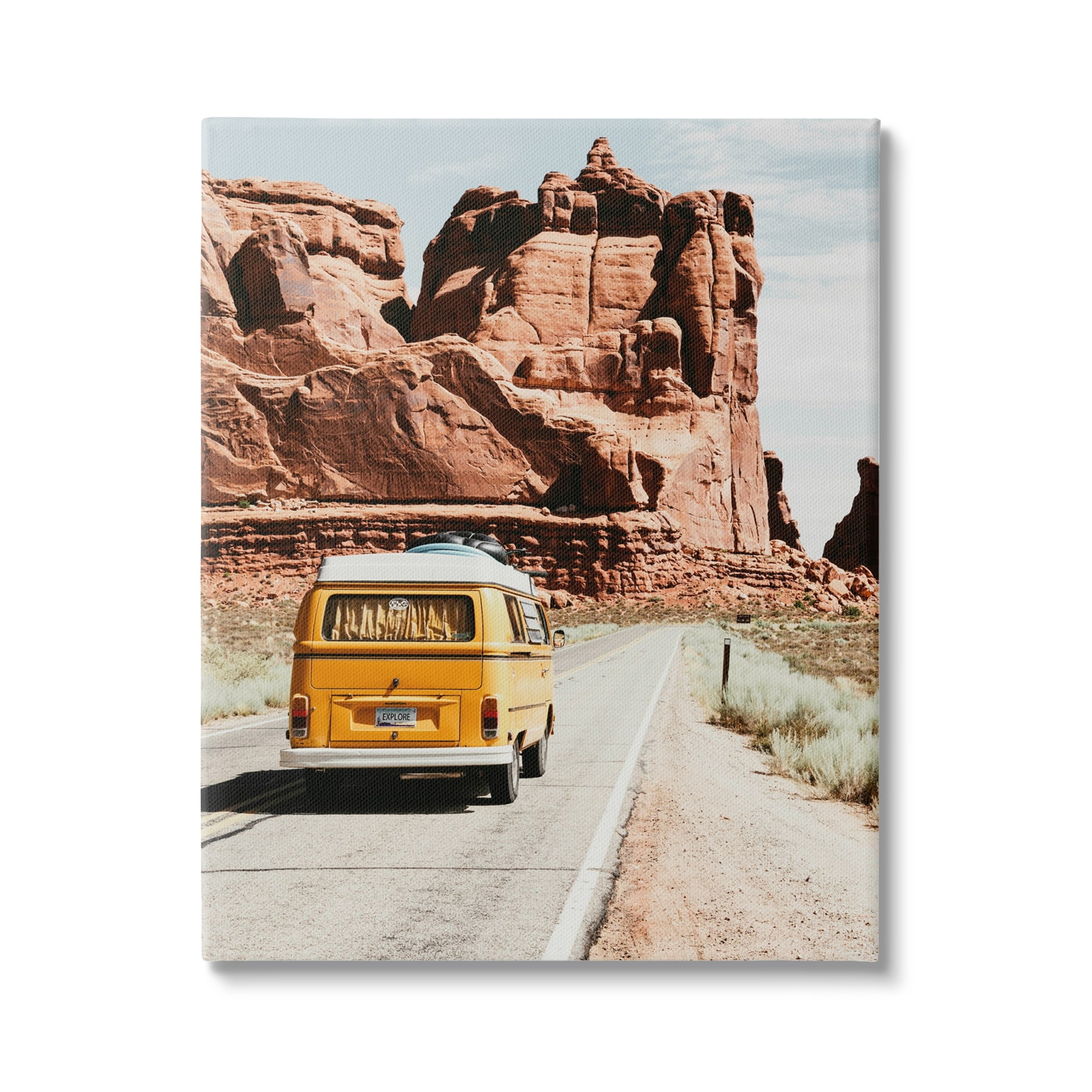 Stupell Industries Yellow Van Driving Canyon Desert Rural Road Canvas Wall Art, 24 x 30, Design by Amy Brinkman