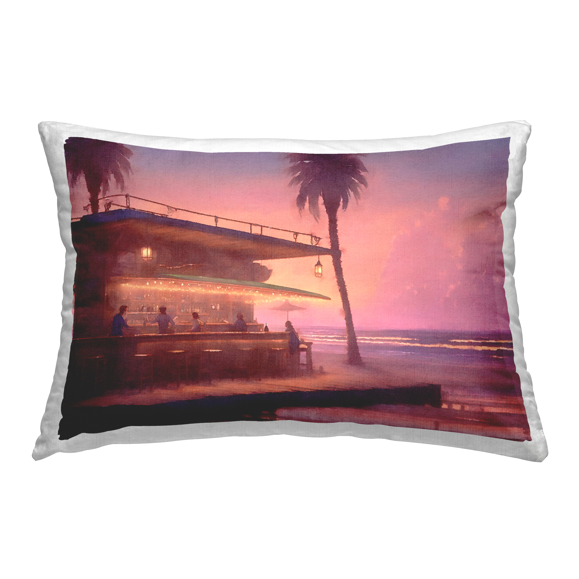 Stupell Industries Yellow Van on Beach Decorative Printed Throw Pillow Design by Noah Bay.
