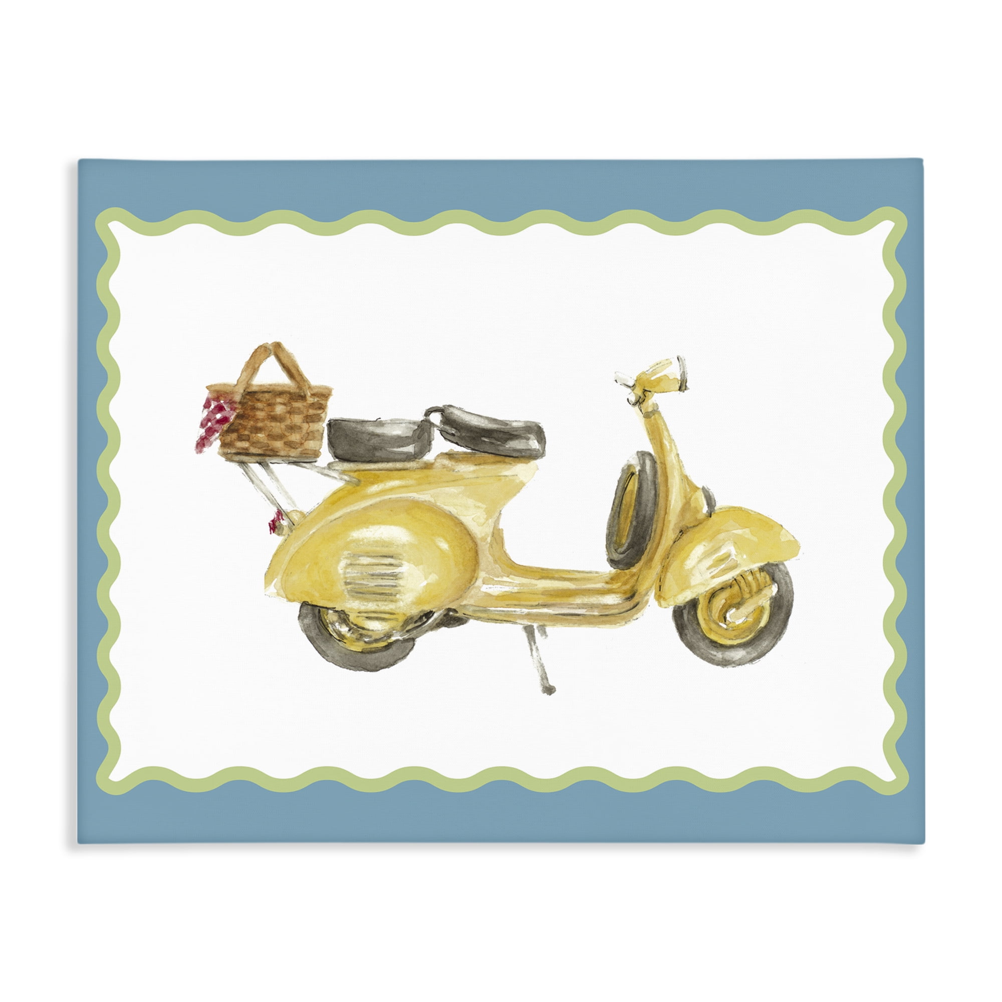 Stupell Industries Yellow Vespa with Wavy Border Canvas Wall Art, design by Lanie Loreth