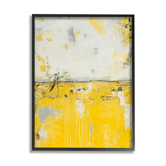 Stupell Industries Yellow Weathered Street Style Modern Scribble Stencil Painting Black Framed Art Print Wall Art, Design by Erin Ashley