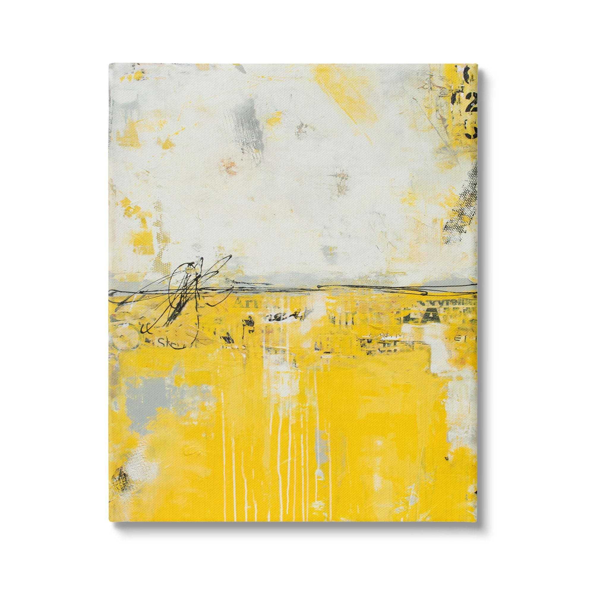 Stupell Industries Yellow Weathered Street Style Modern Scribble Stencil Painting Gallery Wrapped Canvas Print Wall Art, Design by Erin Ashley