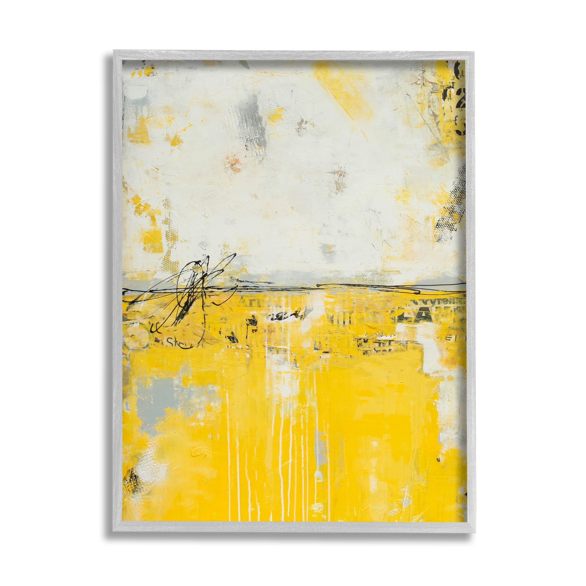 Stupell Industries Yellow Weathered Street Style Modern Scribble Stencil Painting Gray Framed Art Print Wall Art, Design by Erin Ashley