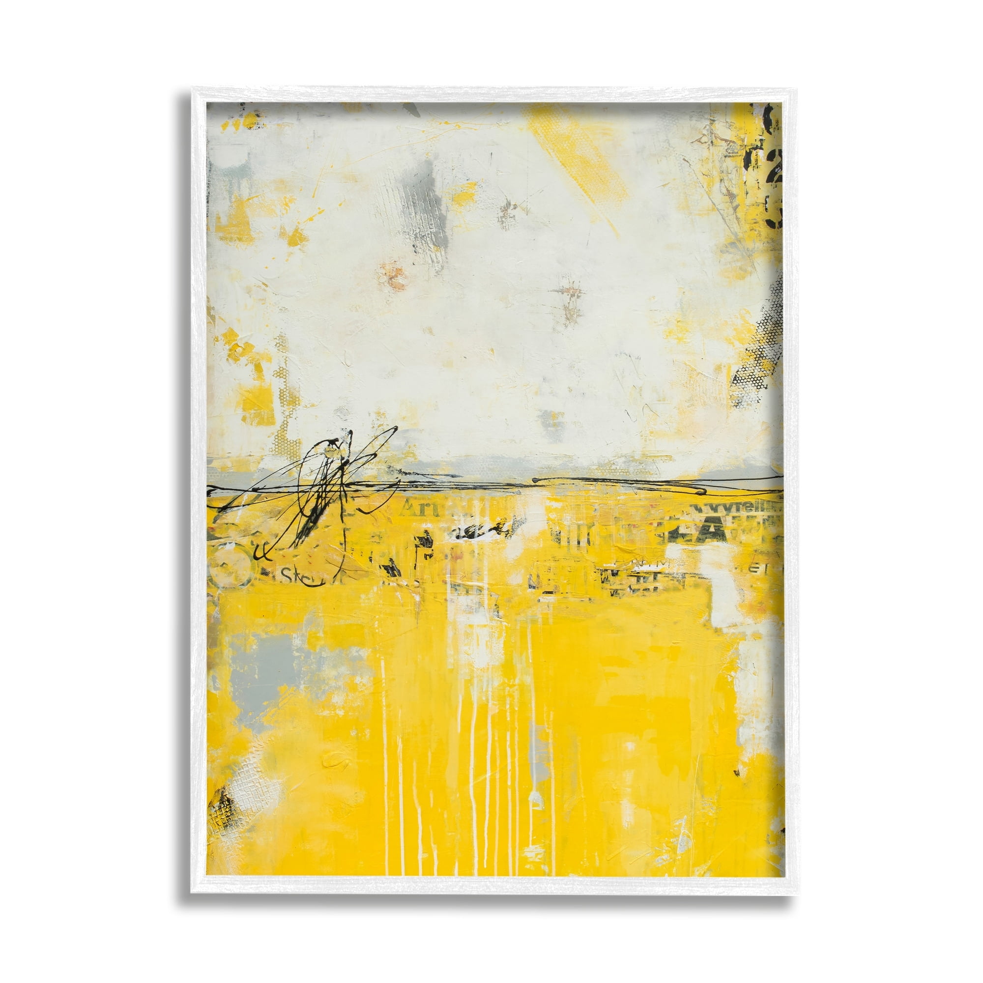 Stupell Industries Yellow Weathered Street Style Modern Scribble Stencil Painting White Framed Art Print Wall Art, Design by Erin Ashley