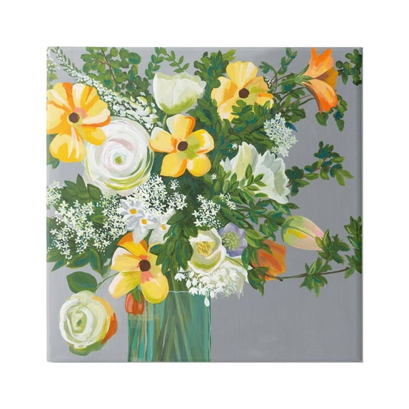 Stupell Industries Yellow & White Flowers Botanical & Floral Painting Gallery Wrapped Canvas Art Print Wall Art, 17 x 17