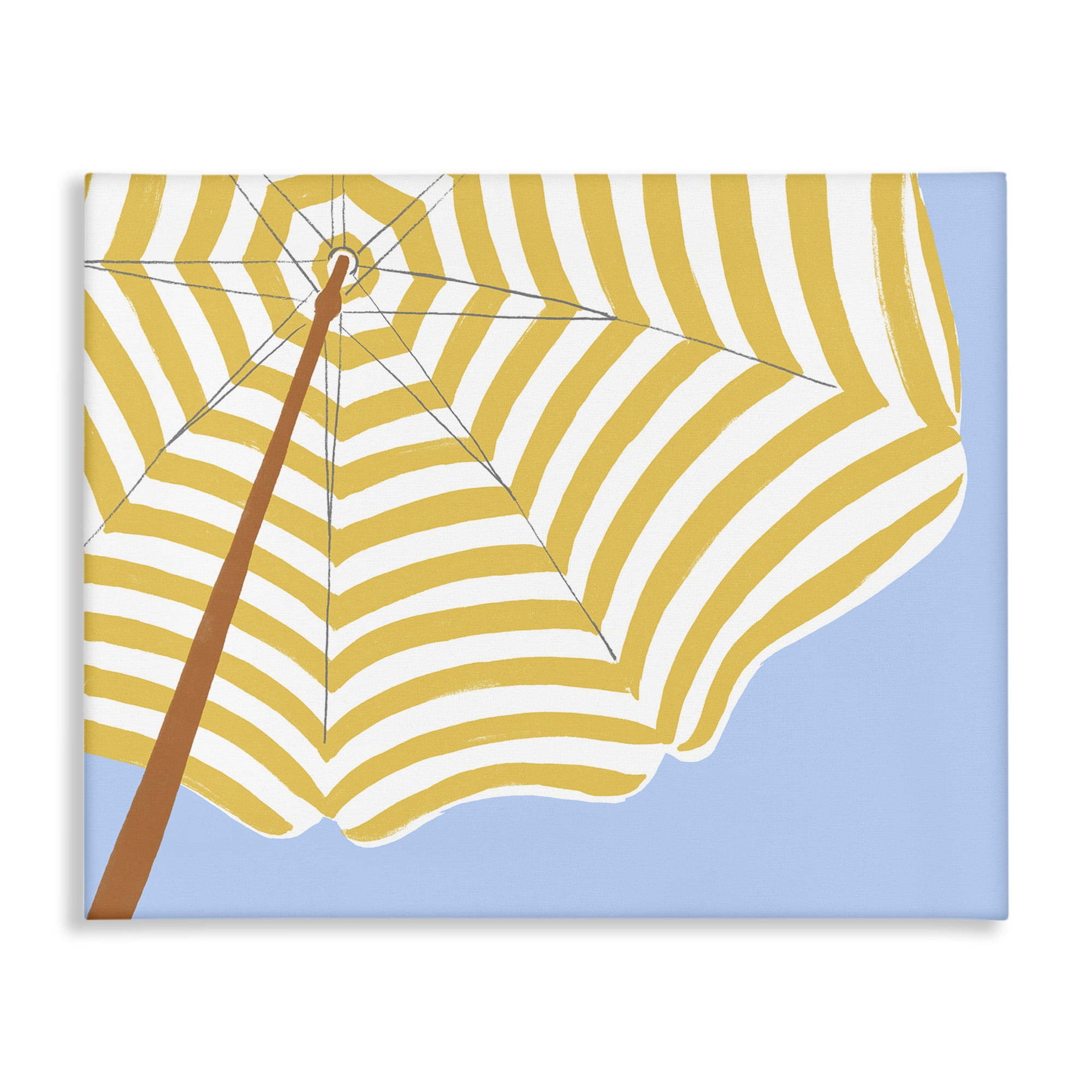 Stupell Industries Yellow & White Umbrella Coastal Painting Gallery Wrapped Canvas Art Print Wall Art, 48 x 36