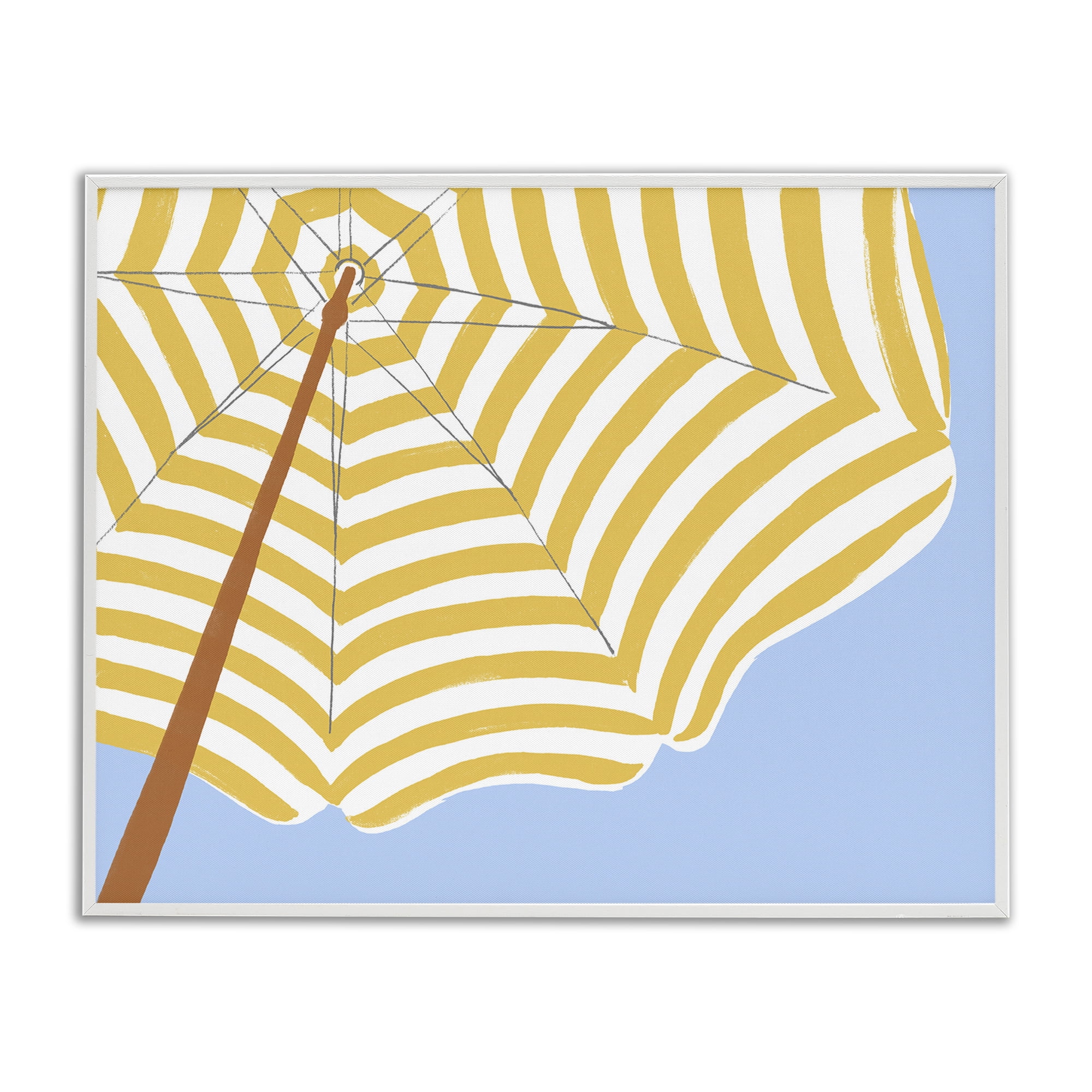 Stupell Industries Yellow & White Umbrella Coastal Painting White Framed Art Print Wall Art, 30 x 24