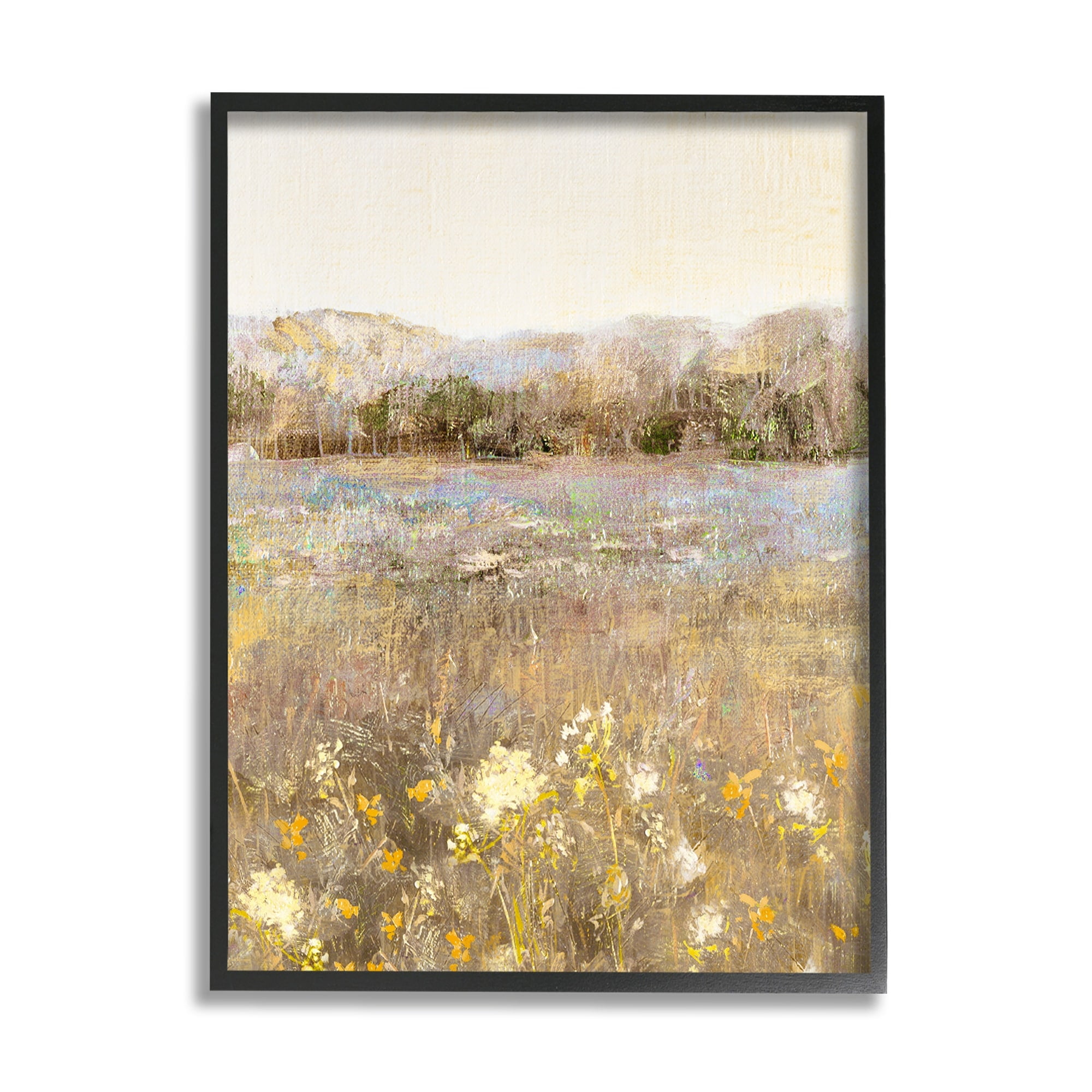 Stupell Industries Yellow Wildflower Blooms Landscape Landscape Painting Black Framed Art Print Wall Art