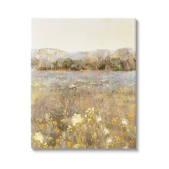 Stupell Industries Yellow Wildflower Blooms Landscape Landscape Painting Gallery Wrapped Canvas Print Wall Art