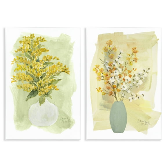 Stupell Industries Yellow Wildflowers in Bloom Floral & Botanical Painting Unframed Art Print Wall Art, 10 x 15, Set of 2