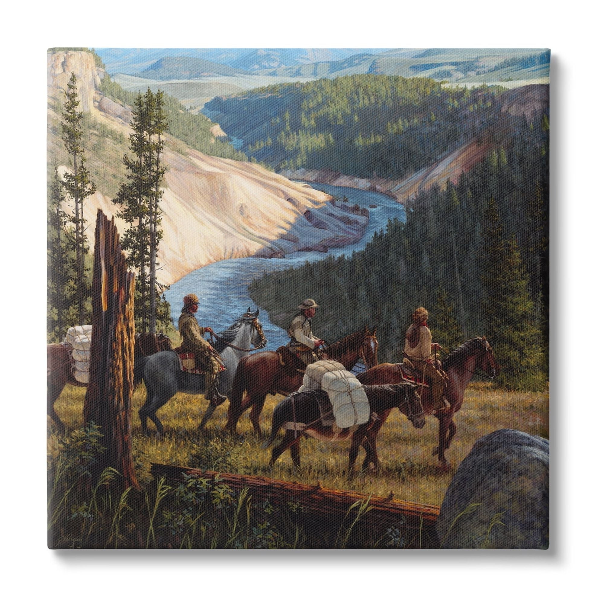 Yellowstone Equestrian Landscape Canvas Wall Art, 36" x 36"