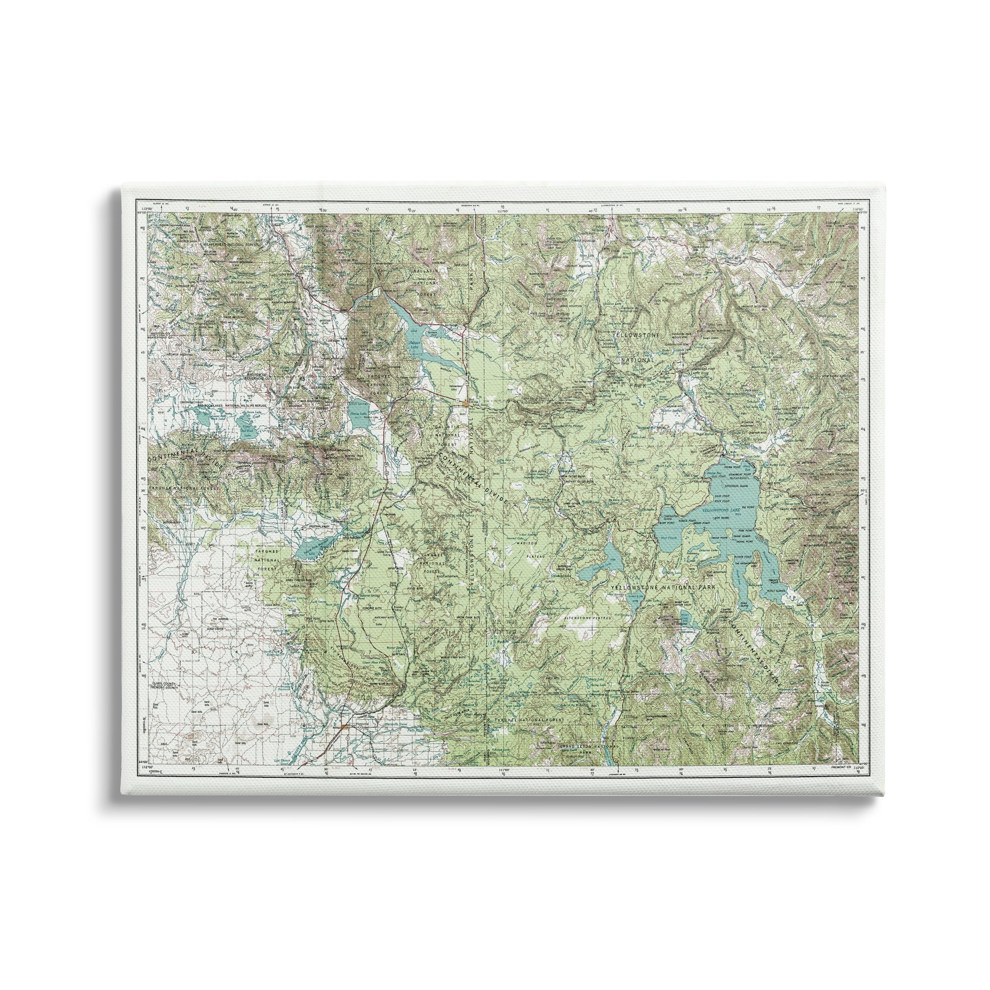 Stupell Industries Yellowstone National Park Continental Divide Map Forest Geography, 20 x 16, Design by Daphne Polselli