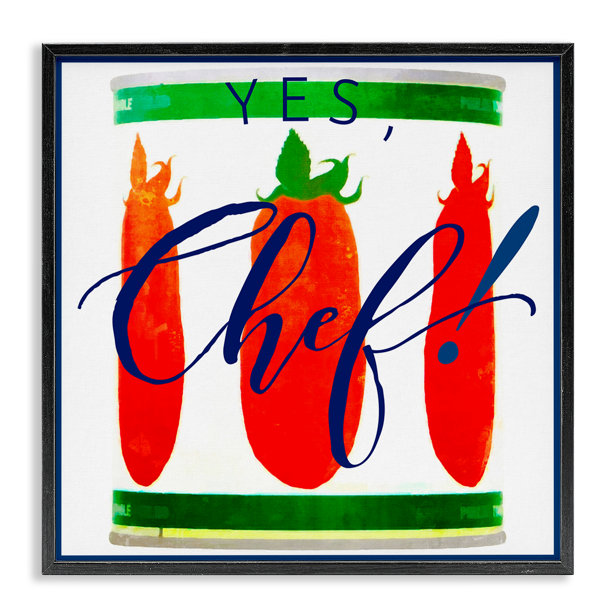 Stupell Industries Yes Chef Canned Goods Food & Beverage Painting Black Framed Art Print Wall Art, 12 x 12