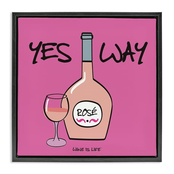 Stupell Industries Yes Way Rose Food & Beverage Painting Black Floater Framed Canvas Art Print Wall Art, 18 x 18