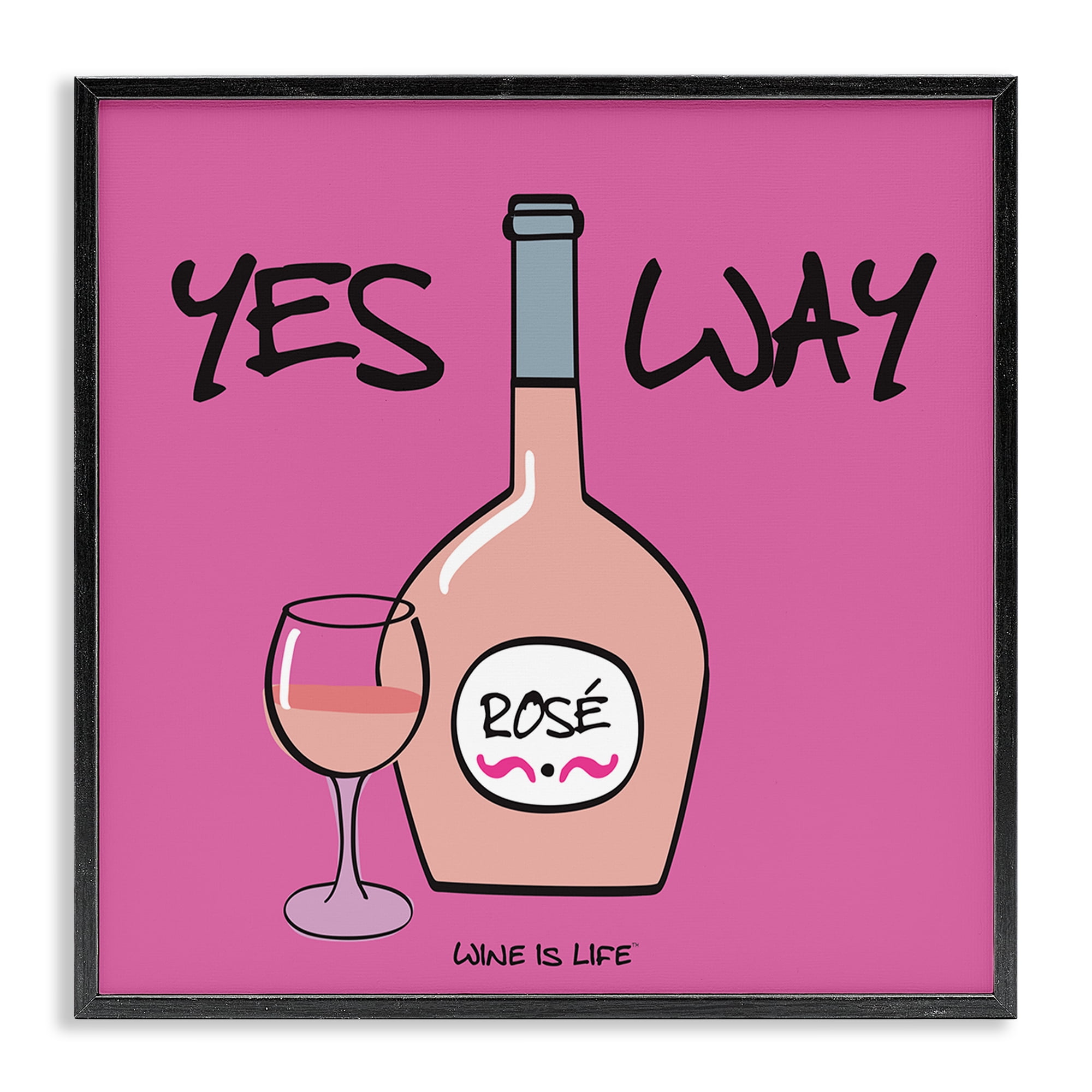 Stupell Industries Yes Way Rose Food & Beverage Painting Black Framed Art Print Wall Art, 12 x 12