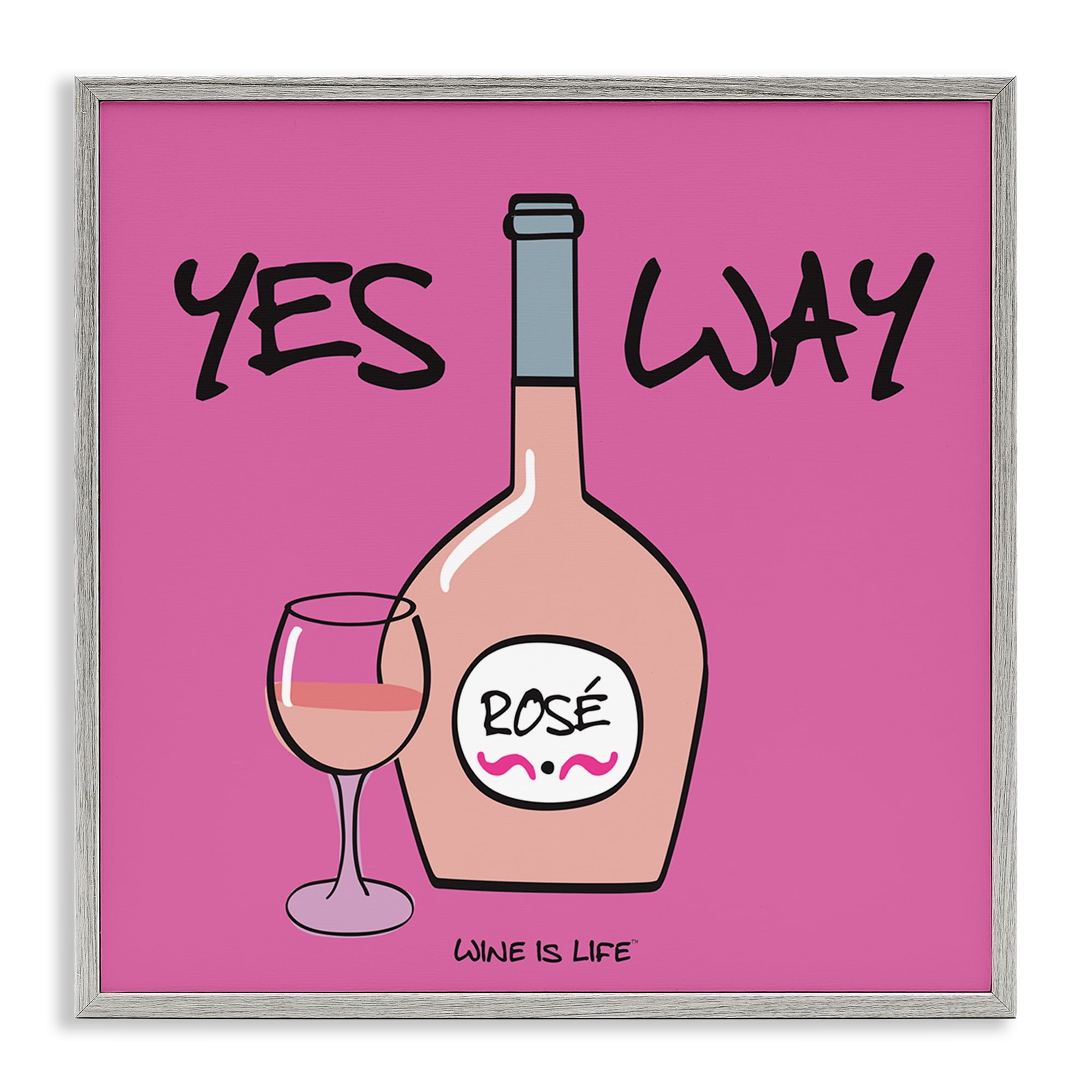 Stupell Industries Yes Way Rose Food & Beverage Painting Gray Framed Art Print Wall Art, 12 x 12