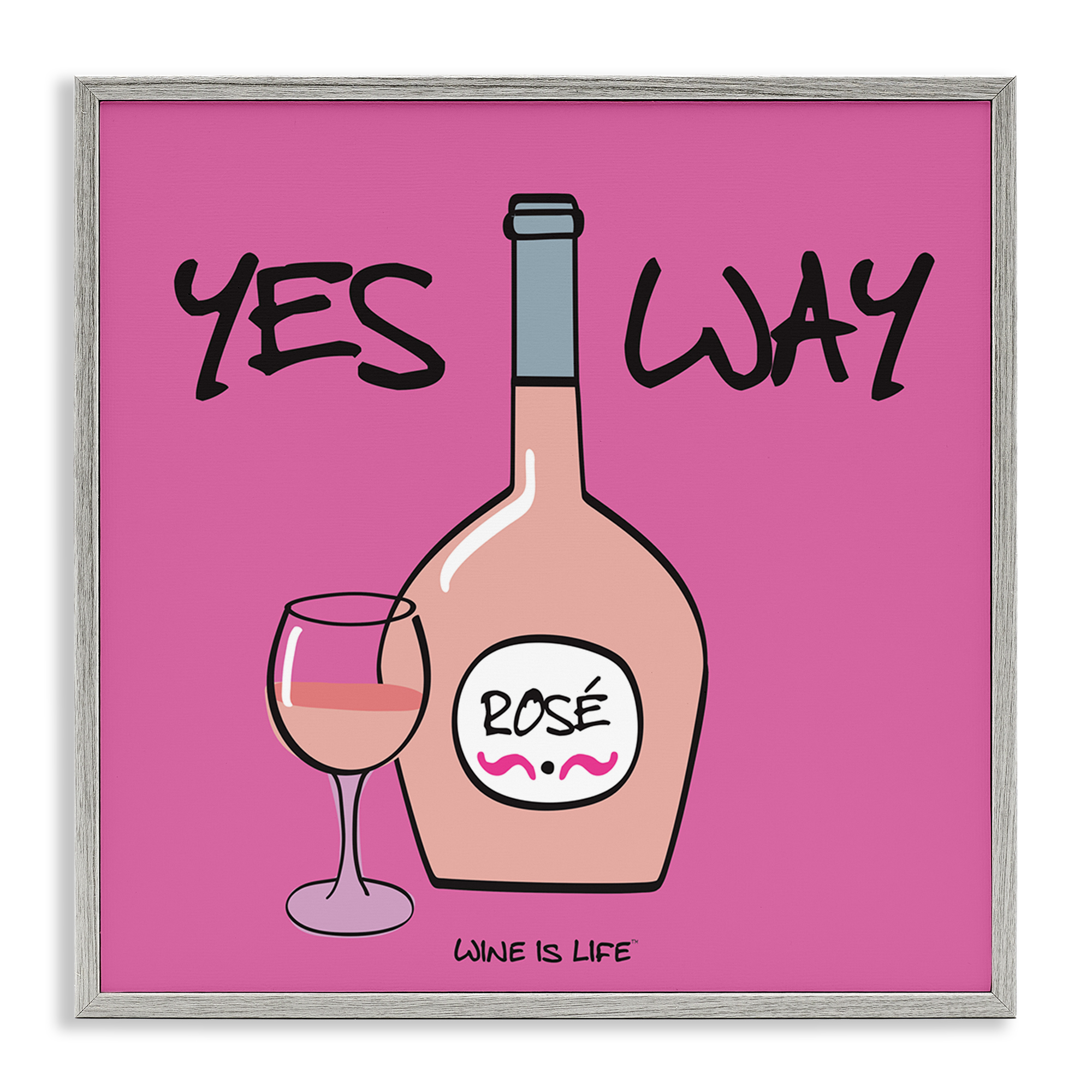 Stupell Industries Yes Way Rose Food & Beverage Painting Gray Framed Art Print Wall Art, 24 x 24