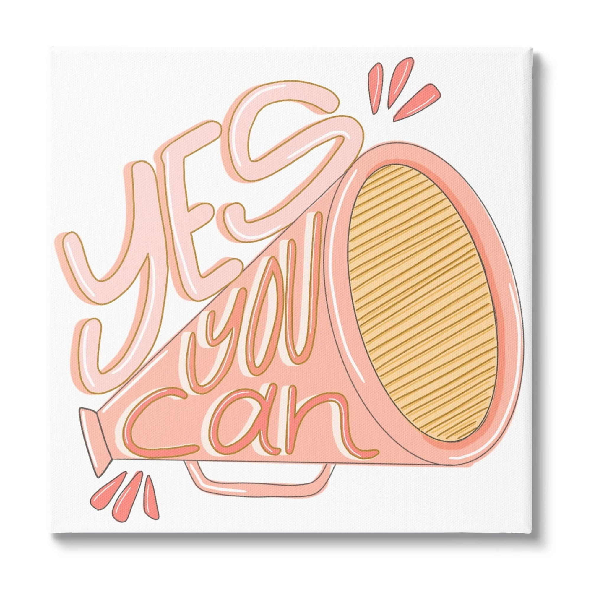 Stupell Industries Yes You Can Megaphone Cheerleader Shout Motivational Phrase Canvas Wall Art, 36 x 36, Design by Anna Whitham