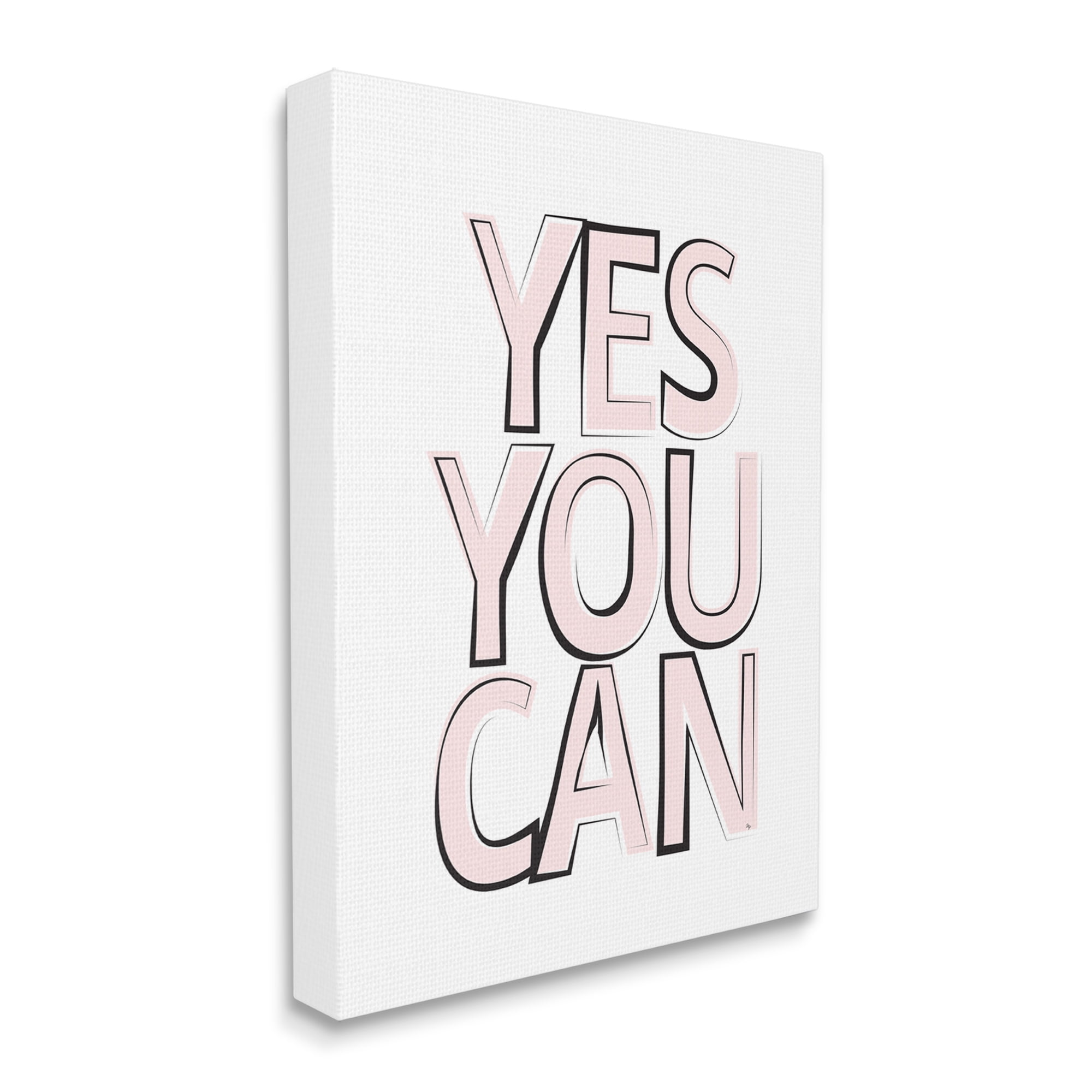 Stupell Industries Yes You Can Phrase Minimal Pink Bold Text Typography Painting Gallery Wrapped Canvas Art Print Wall Art, 36 x 48