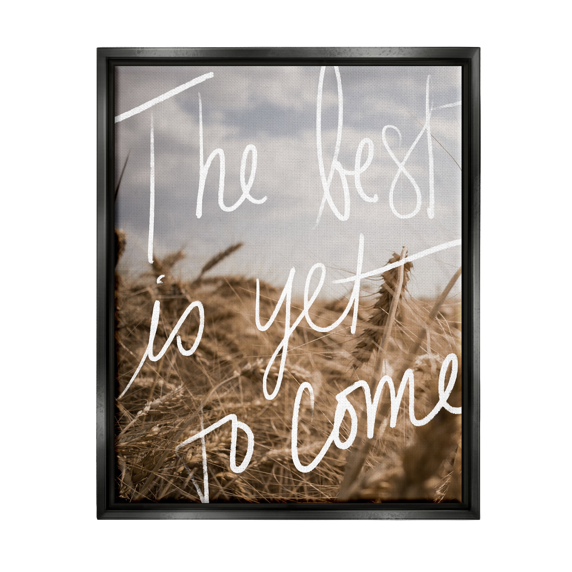 Stupell Industries Yet To Come Rural Landscape Inspirational Painting Black Floater Framed Art Print Wall Art, 17 x 21