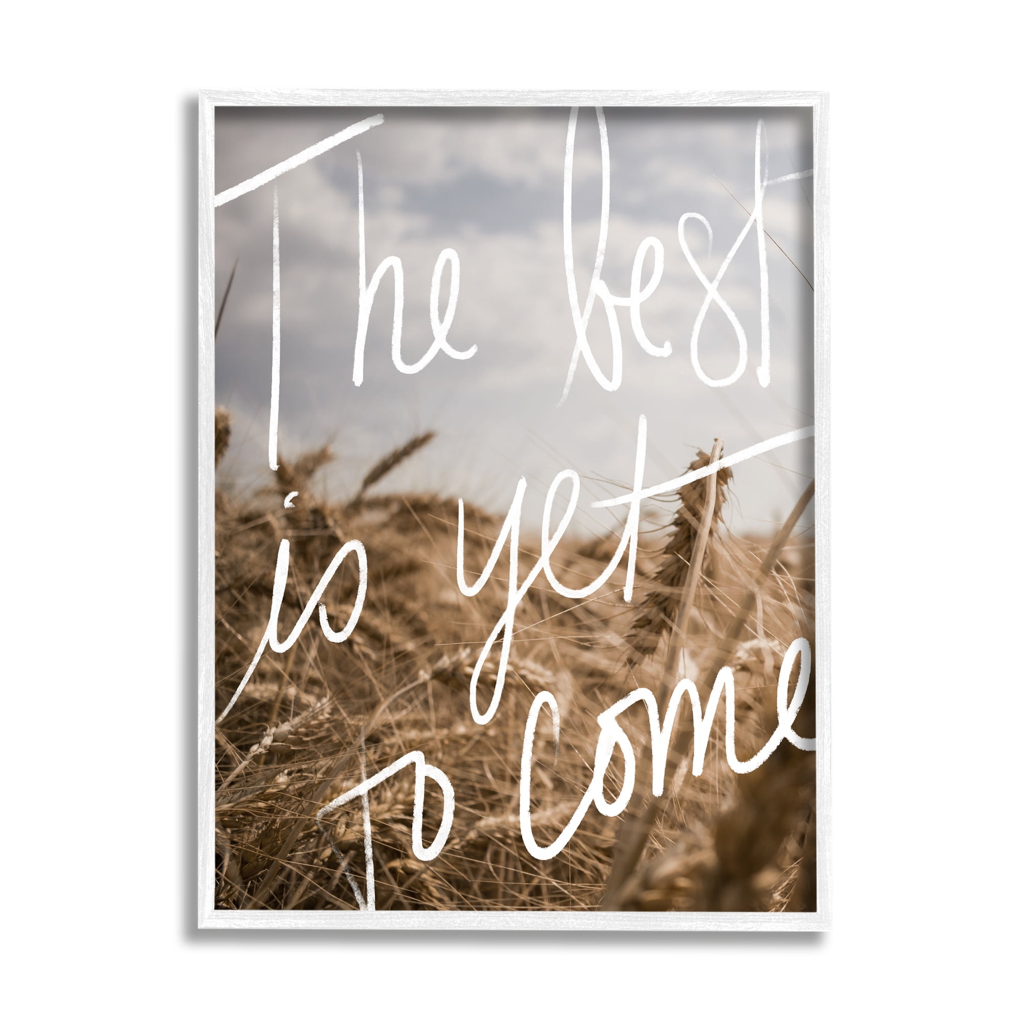Stupell Industries Yet To Come Rural Landscape Inspirational Painting White Framed Art Print Wall Art, 16 x 20