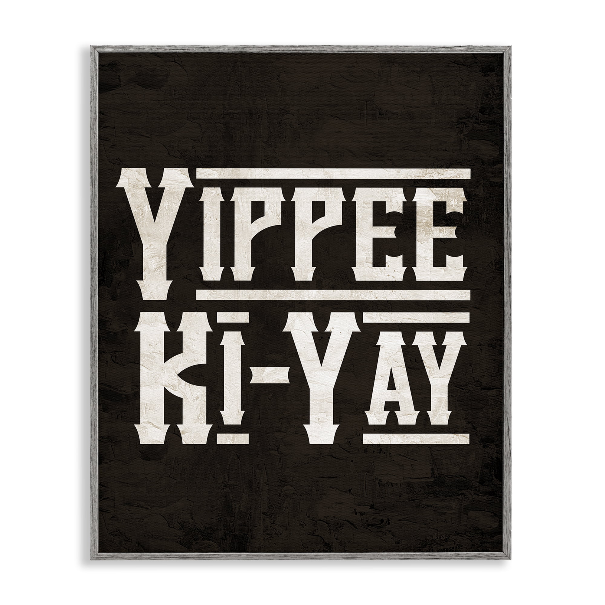 Stupell Industries Yippie Ki-Yay Saying Text & Numbers Painting Gray Framed Art Print Wall Art, 16 x 20
