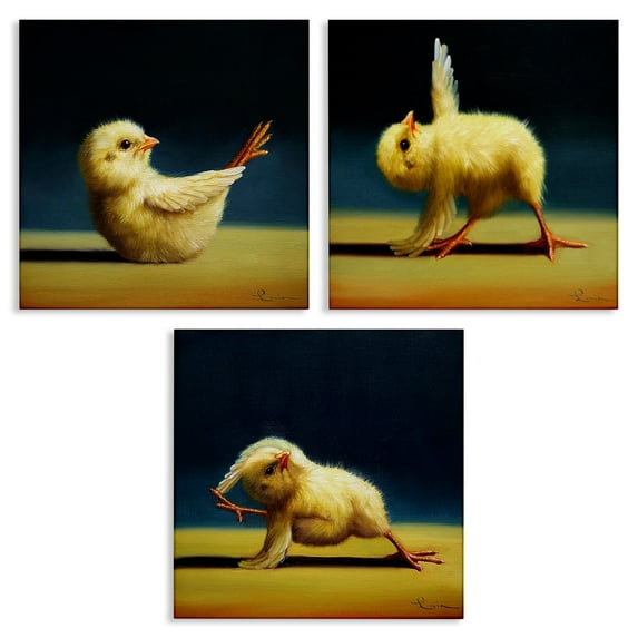 Stupell Industries Yoga Chick Trio Painting Funny Farm Animals Stretching,17 x 17,Design by Lucia Heffernan