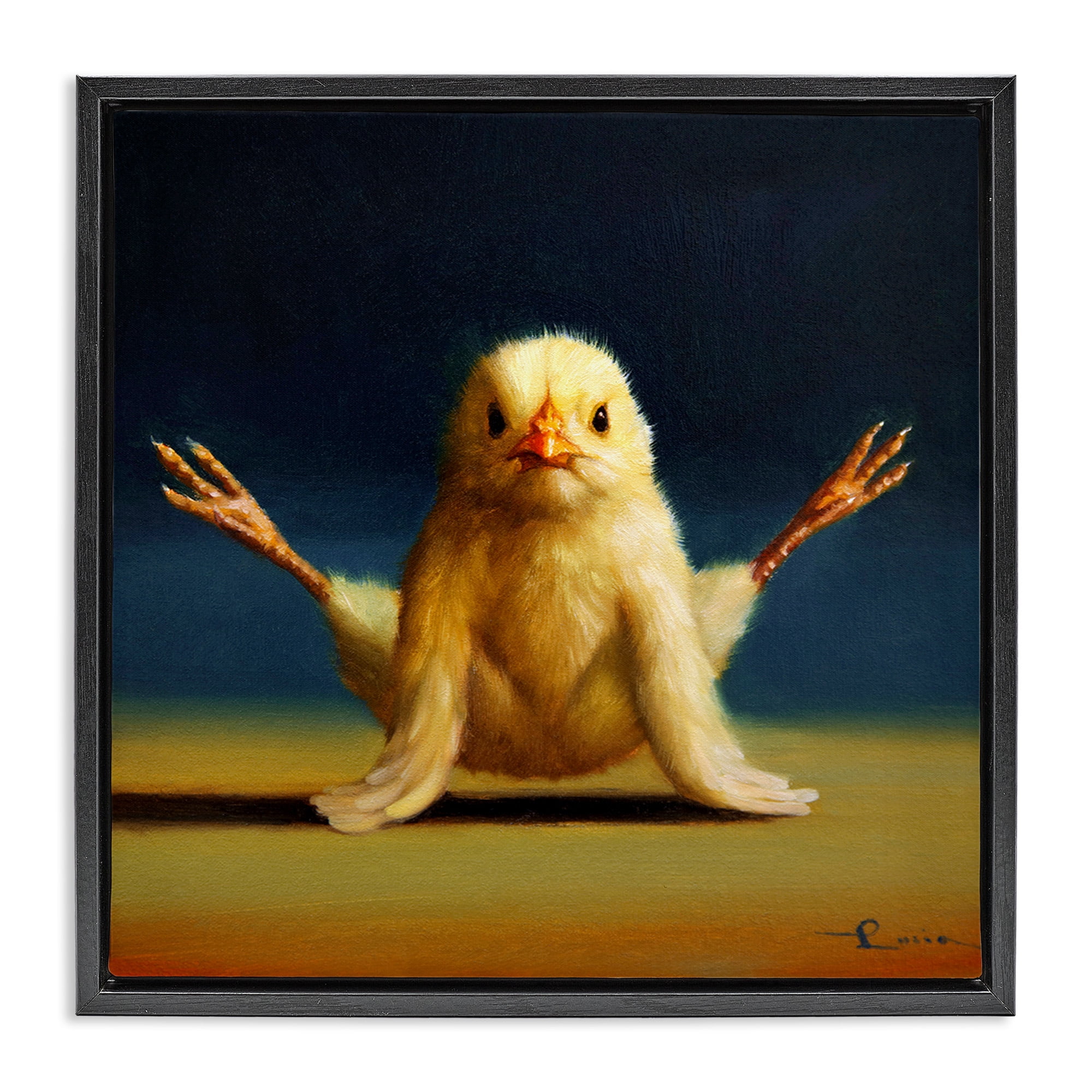 Stupell Industries Yoga Chicks Exercise Pose Animals & Insects Painting Black Floater Framed Canvas Art Print Wall Art, 18 x 18
