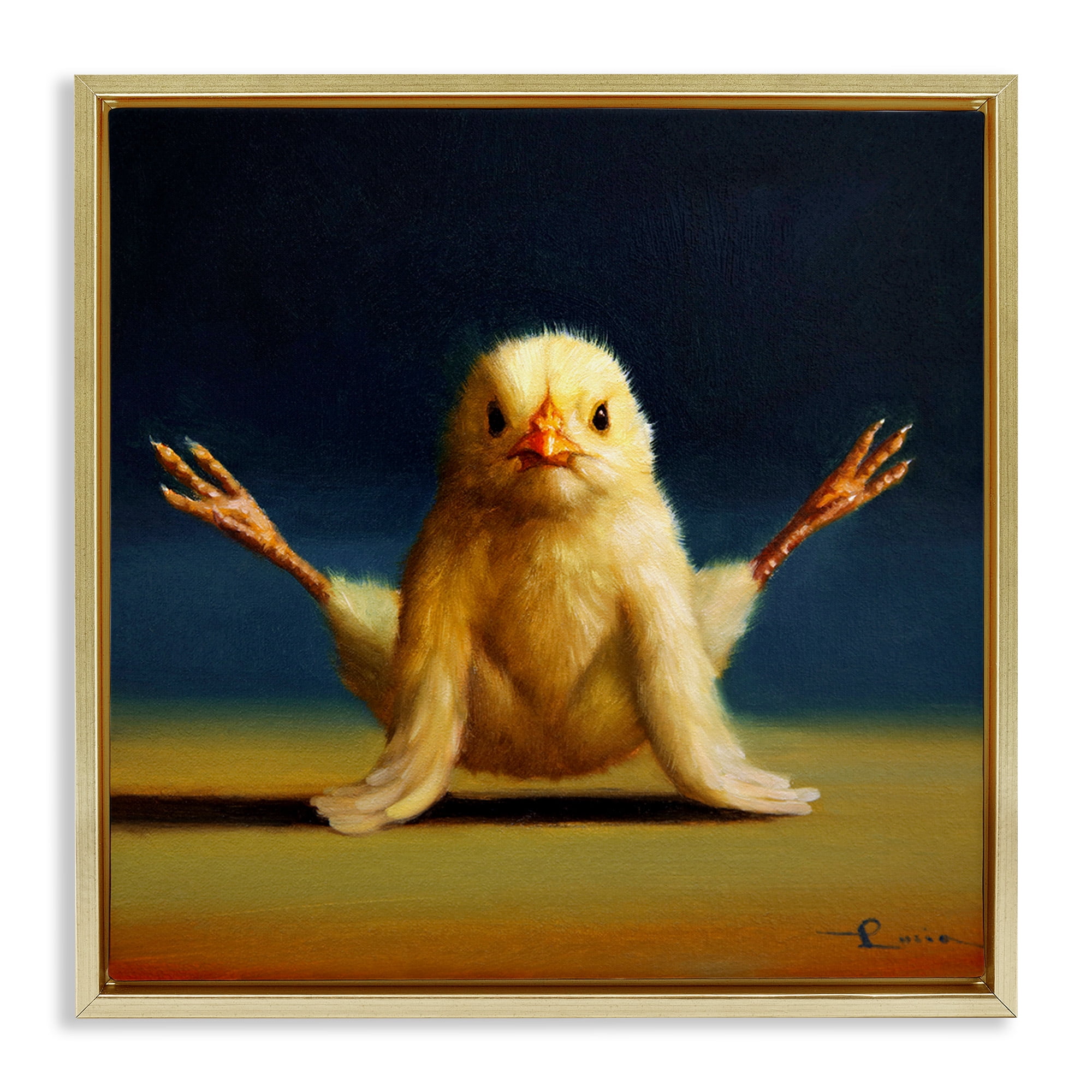 Stupell Industries Yoga Chicks Exercise Pose Animals & Insects Painting Gold Floater Framed Canvas Art Print Wall Art, 25 x 25