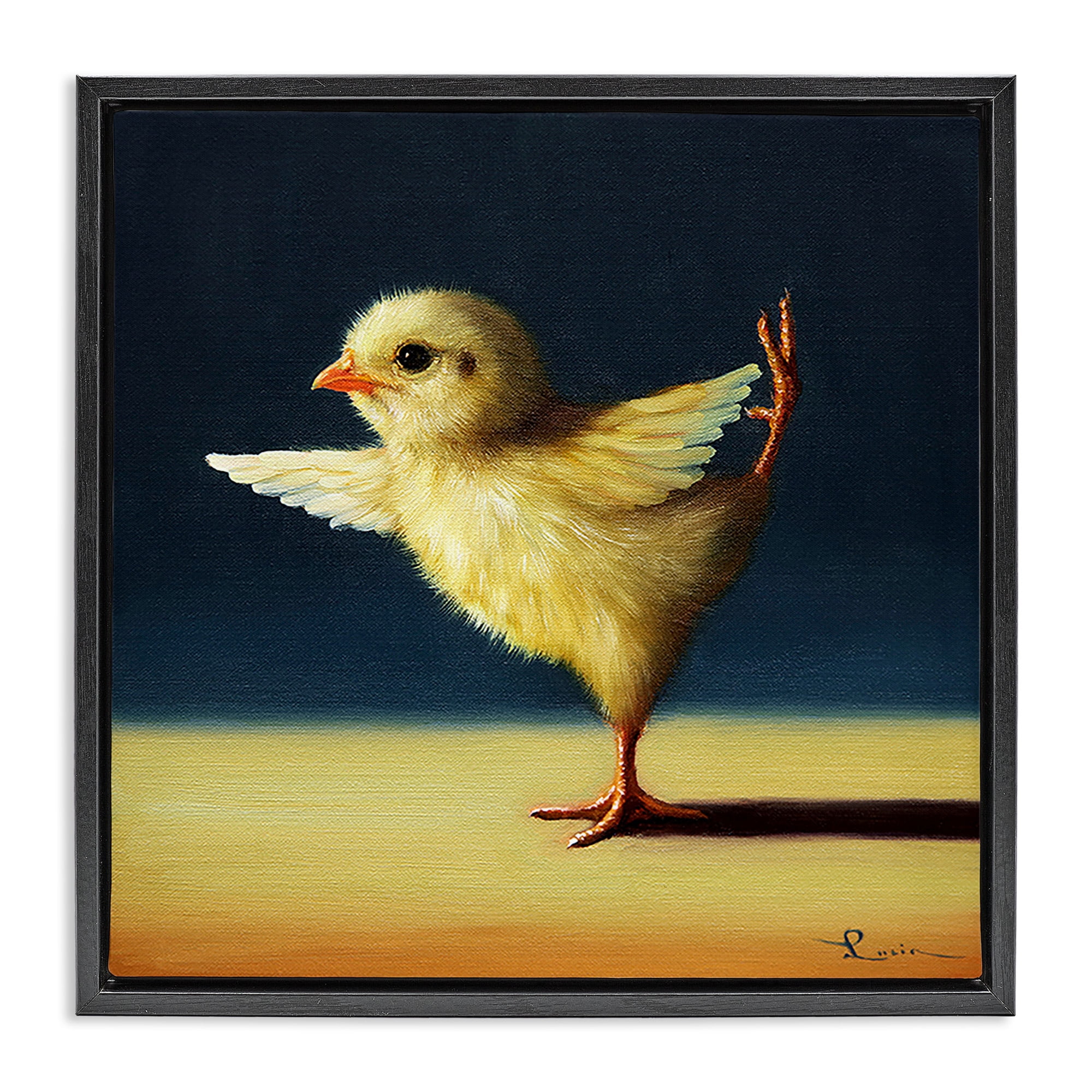 Stupell Industries Yoga Chicks Funny Animal Painting Animals & Insects Painting Black Floater Framed Canvas Art Print Wall Art, 25 x 25