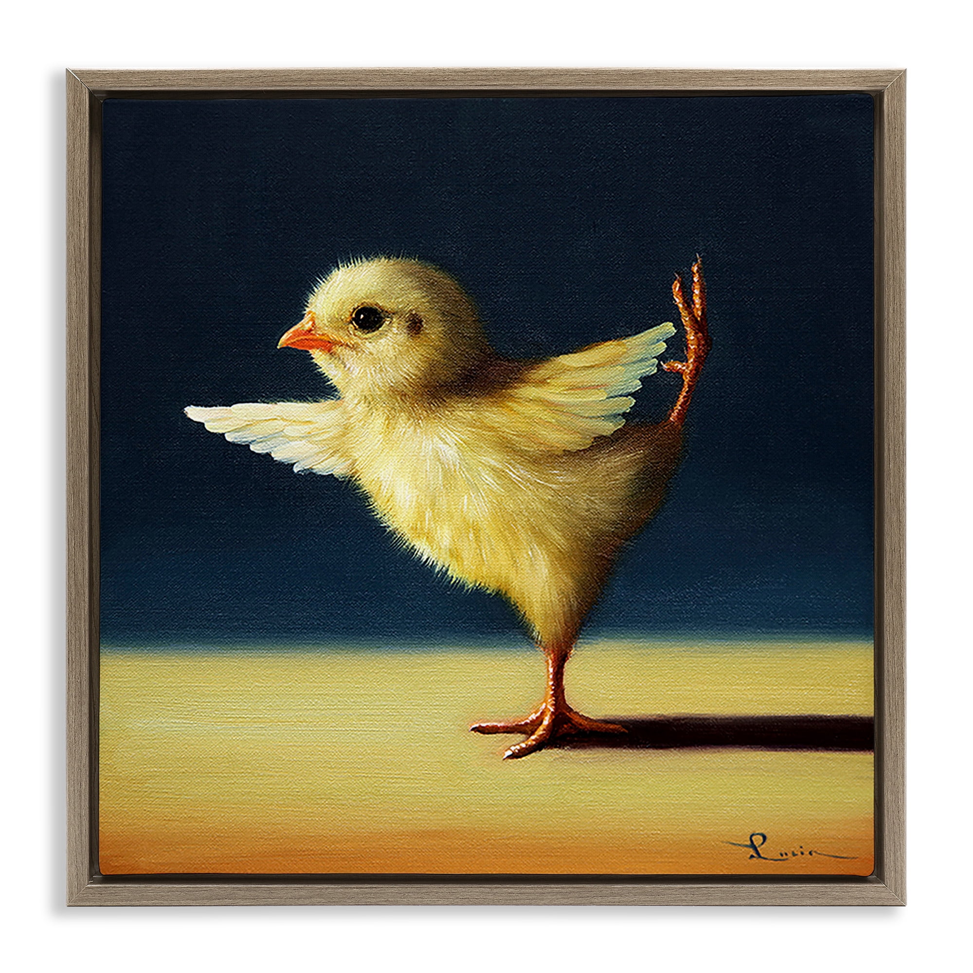 Stupell Industries Yoga Chicks Funny Animal Painting Animals & Insects Painting Brown Floater Framed Canvas Art Print Wall Art, 18 x 18