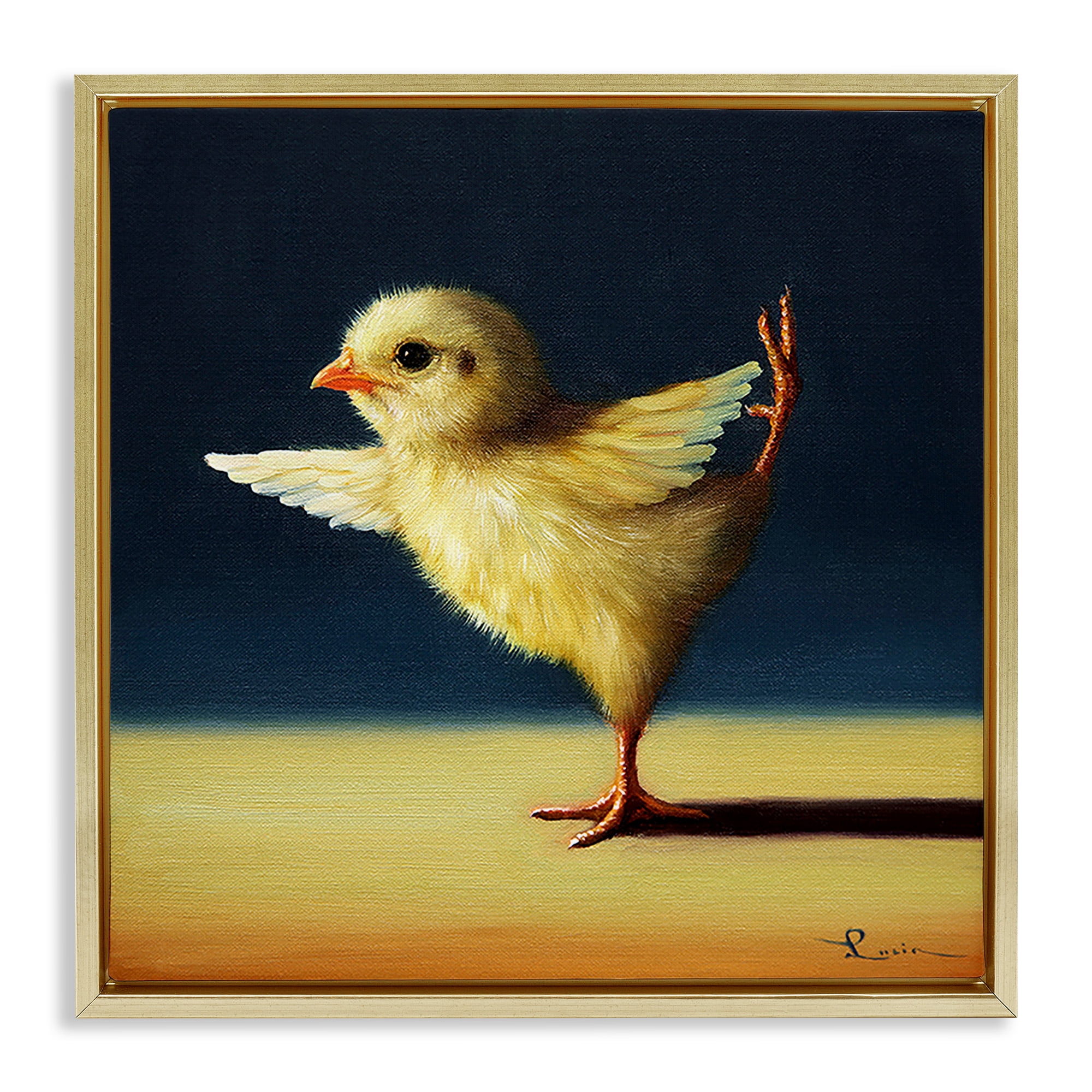 Stupell Industries Yoga Chicks Funny Animal Painting Animals & Insects Painting Gold Floater Framed Canvas Art Print Wall Art, 25 x 25