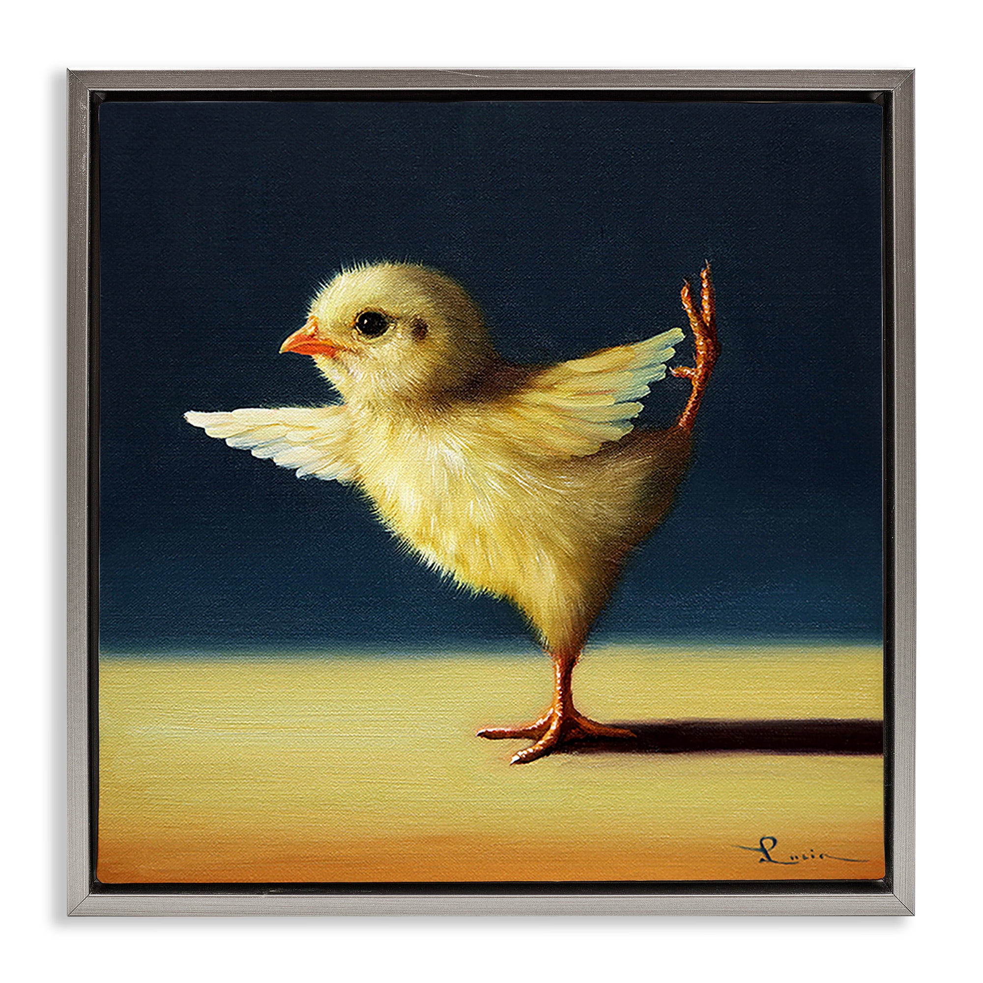 Stupell Industries Yoga Chicks Funny Animal Painting Animals & Insects Painting Gray Floater Framed Canvas Art Print Wall Art, 25 x 25
