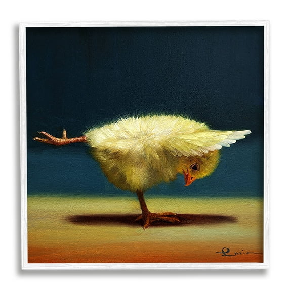 Stupell Industries Yoga Chicks Warrior III Pose Funny Animal Painting,12 x 12,Design by Lucia Heffernan