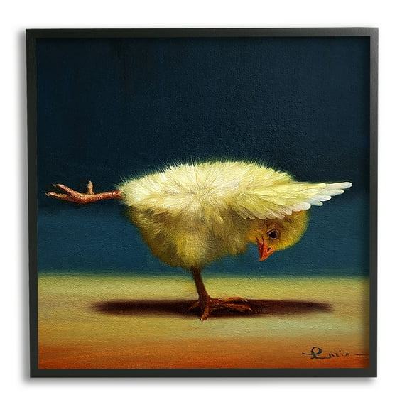 Stupell Industries Yoga Chicks Warrior III Pose Funny Animal Painting,24 x 24,Design by Lucia Heffernan