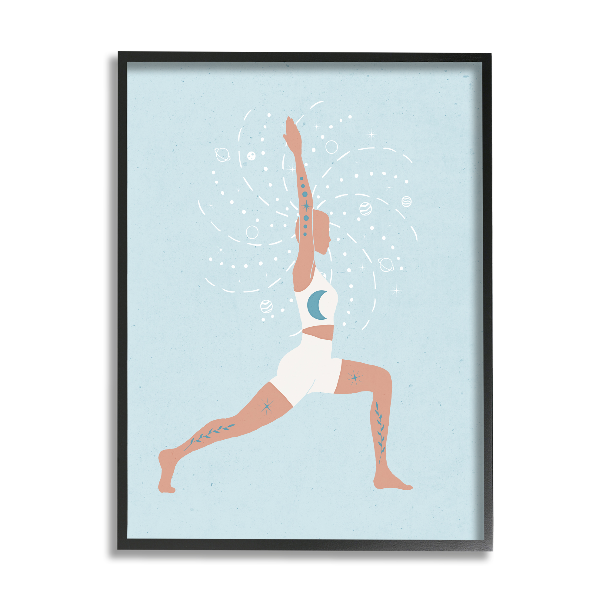 Stupell Industries Yoga Crescent Moon Pose Human Working out,11 x 14, Design by Nina Blue