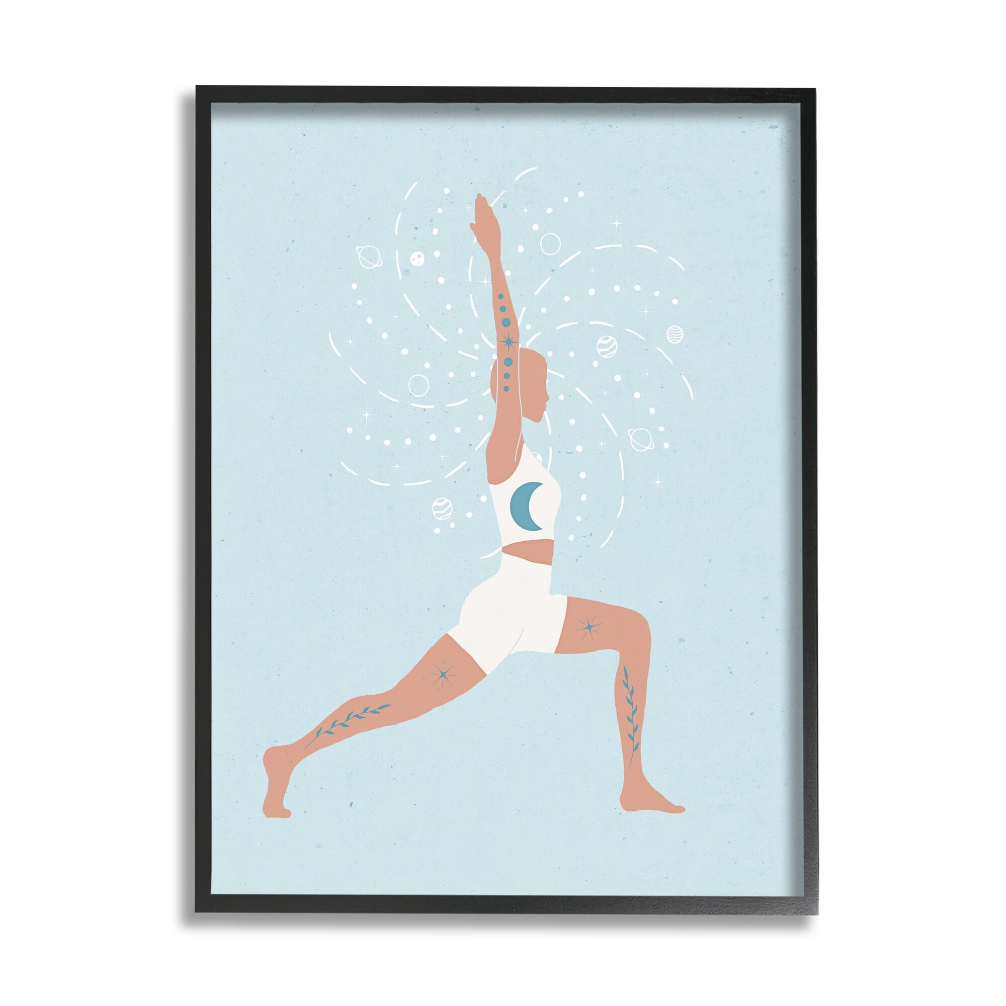 Stupell Industries Yoga Crescent Moon Pose Human Working out,16 x 20, Design by Nina Blue