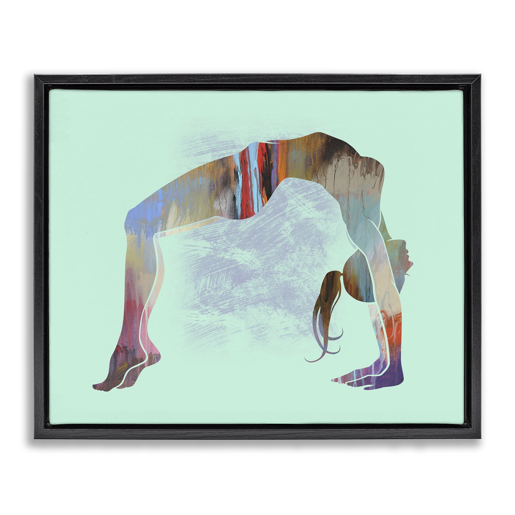 Stupell Industries Yoga Exercise Pose People Painting Black Floater Framed Canvas Art Print Wall Art, 21 x 17