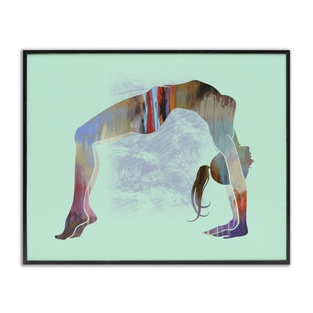 Stupell Industries Yoga Exercise Pose People Painting Black Framed Art Print Wall Art, 14 x 11