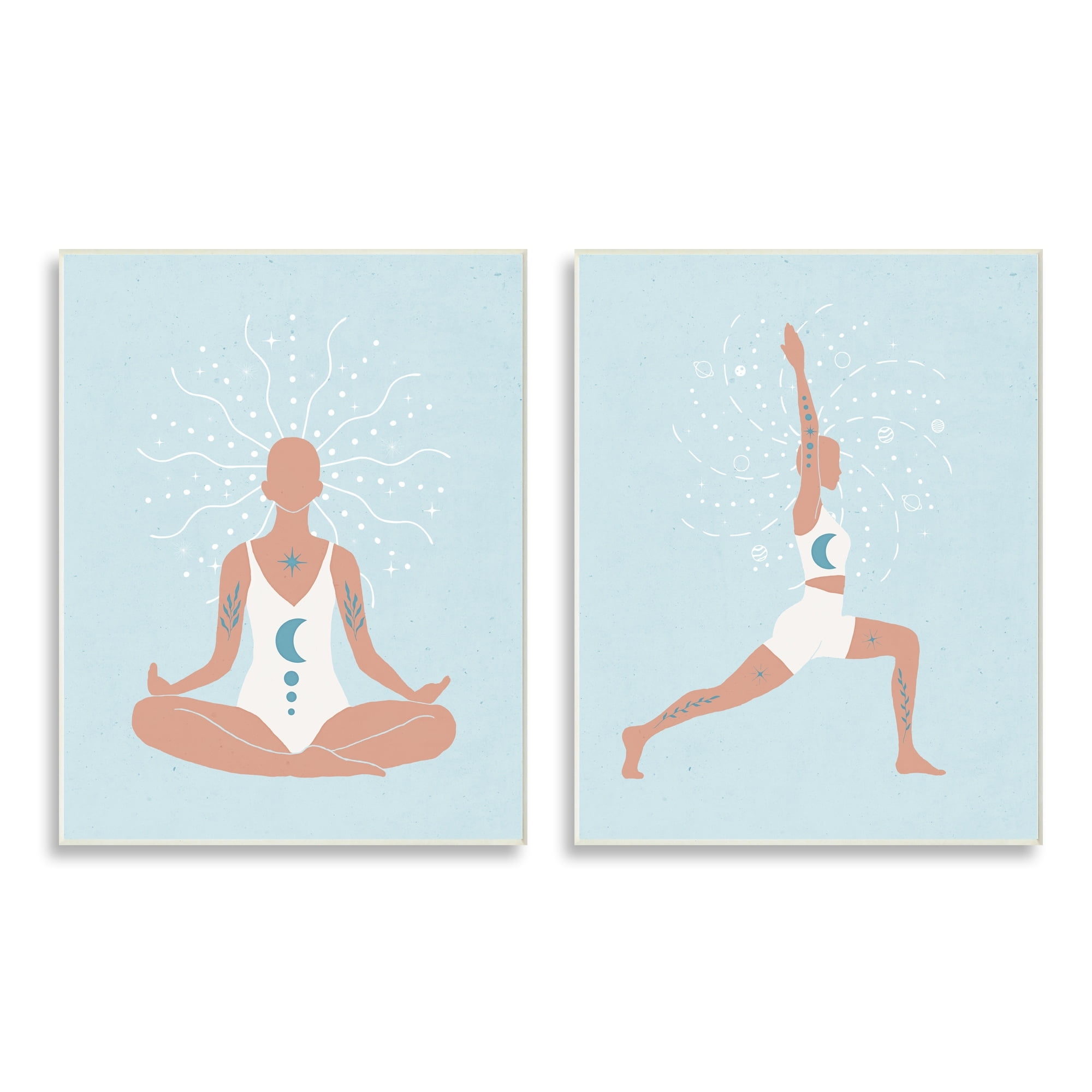 Stupell Industries Yoga Fitness Work Out Human Figure Meditating,10 x 15, Design by Nina Blue