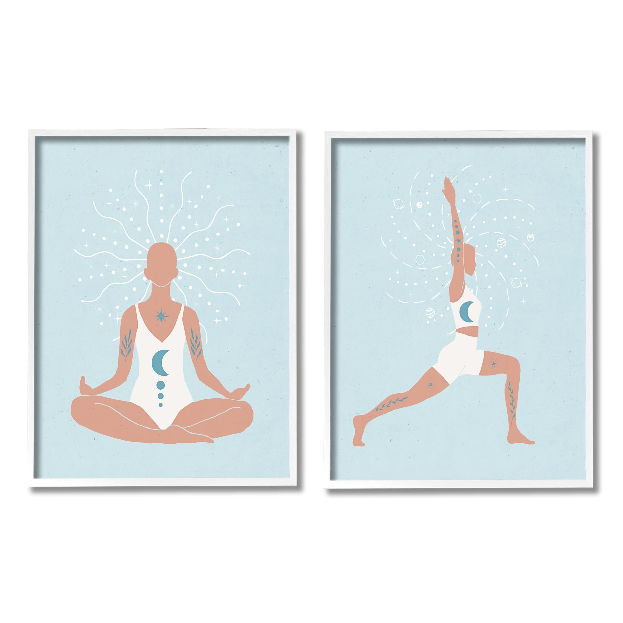 Stupell Industries Yoga Fitness Work Out Human Figure Meditating,11 x 14, Design by Nina Blue