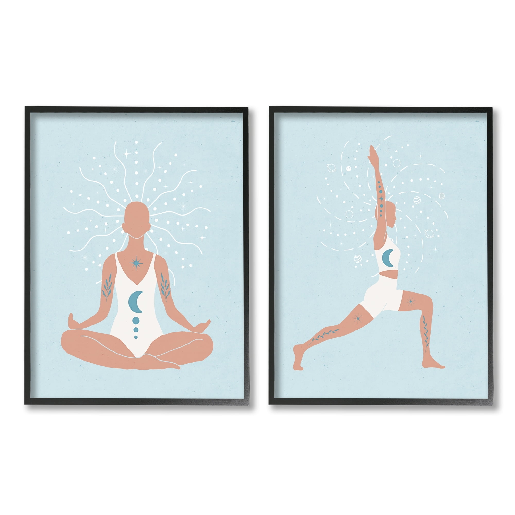 Stupell Industries Yoga Fitness Work Out Human Figure Meditating,16 x 20, Design by Nina Blue