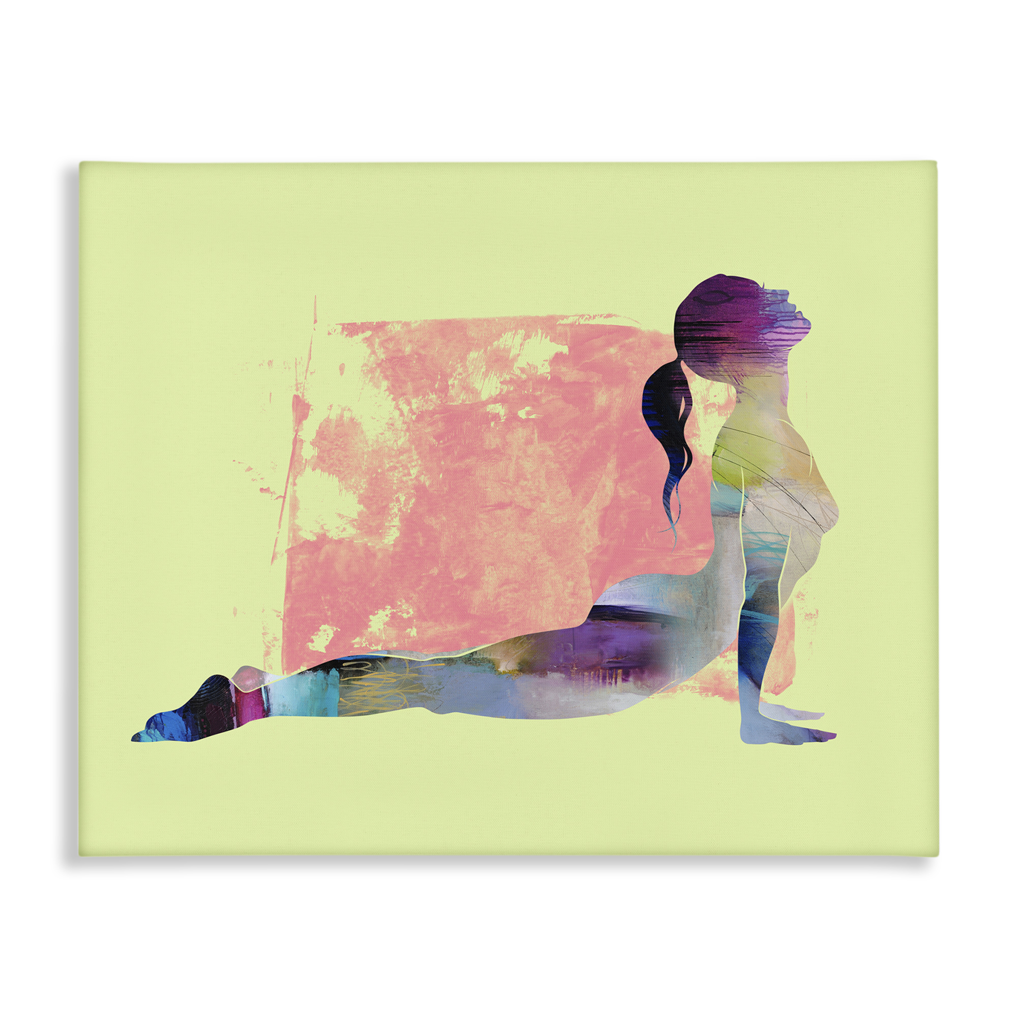 Stupell Industries Yoga Pose on Yellow People Painting Wrapped Canvas Art Print Wall Art, 48 x 36