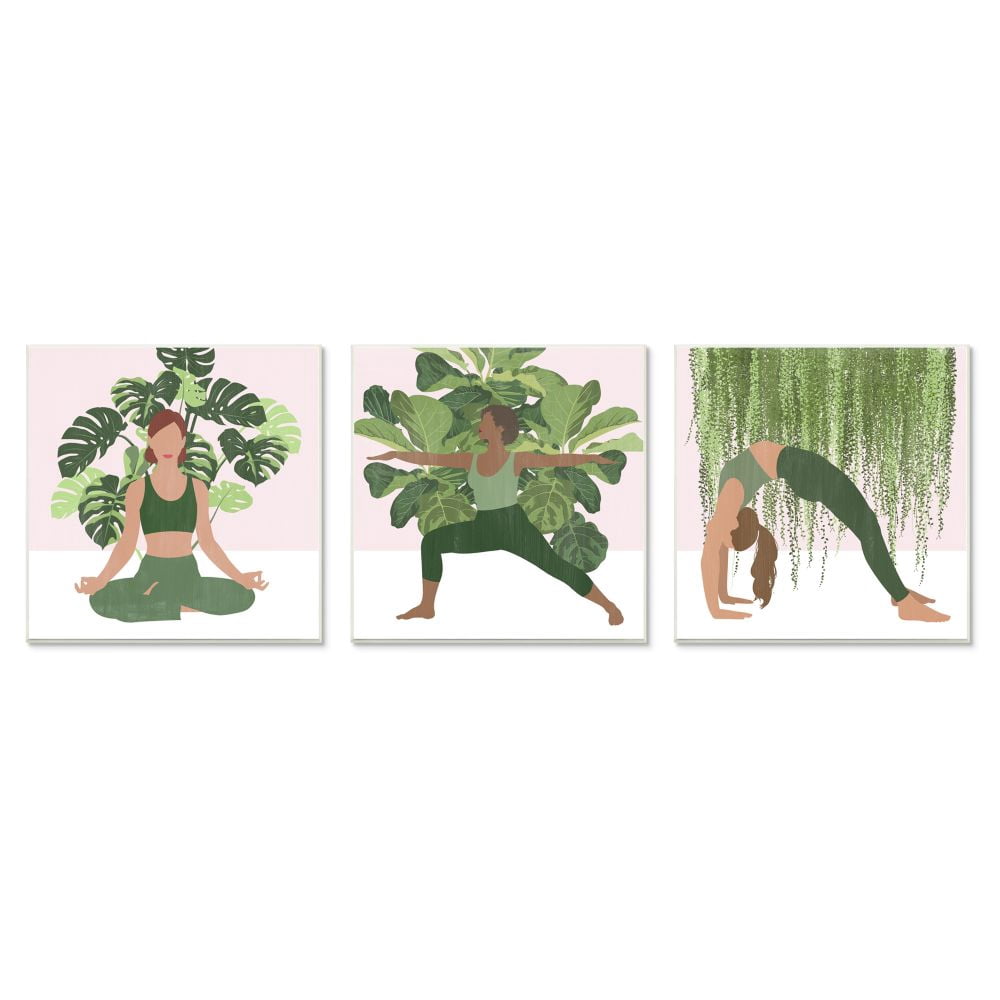 Stupell Industries Yoga Poses Female Figures Namaste Relaxation Self-Care Wall Plaque Design by Grace Popp