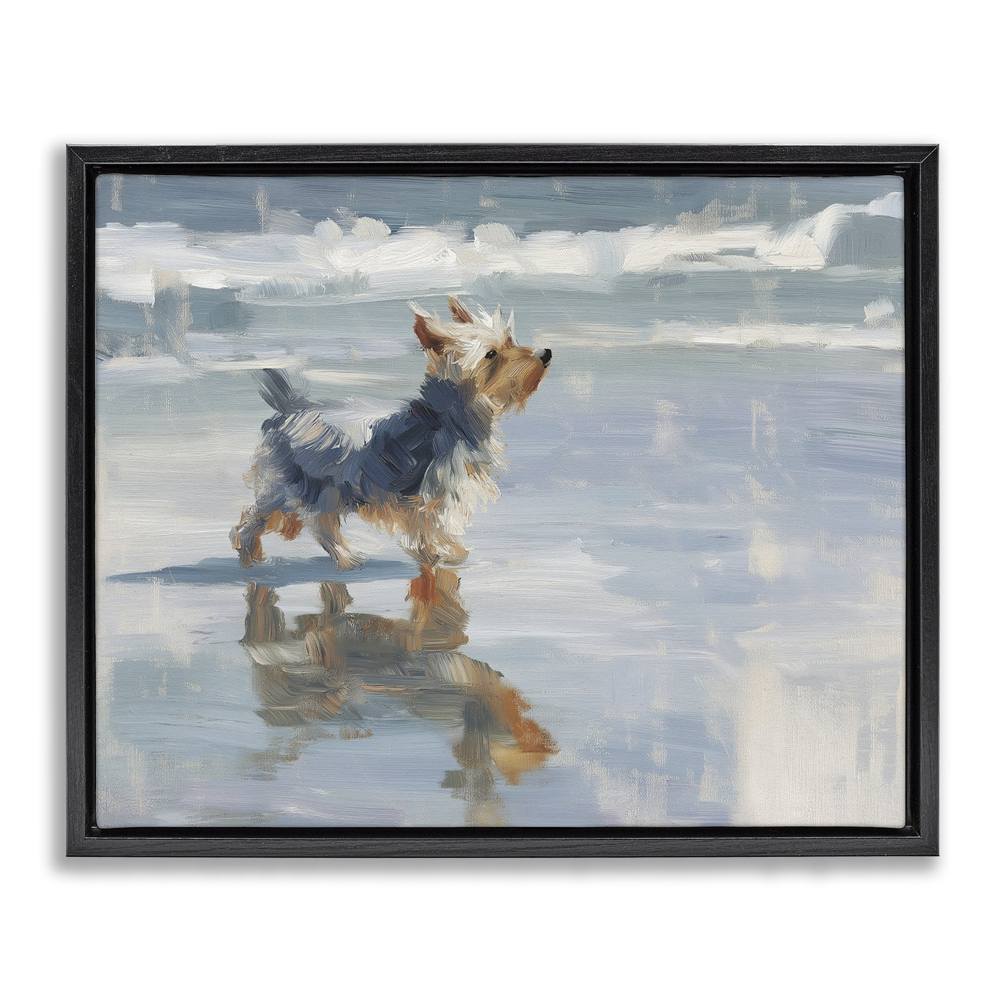 Stupell Industries Yorkie's Quiet Moment Black Framed Floater Canvas Wall Art, design by Svetlana Aleynikova