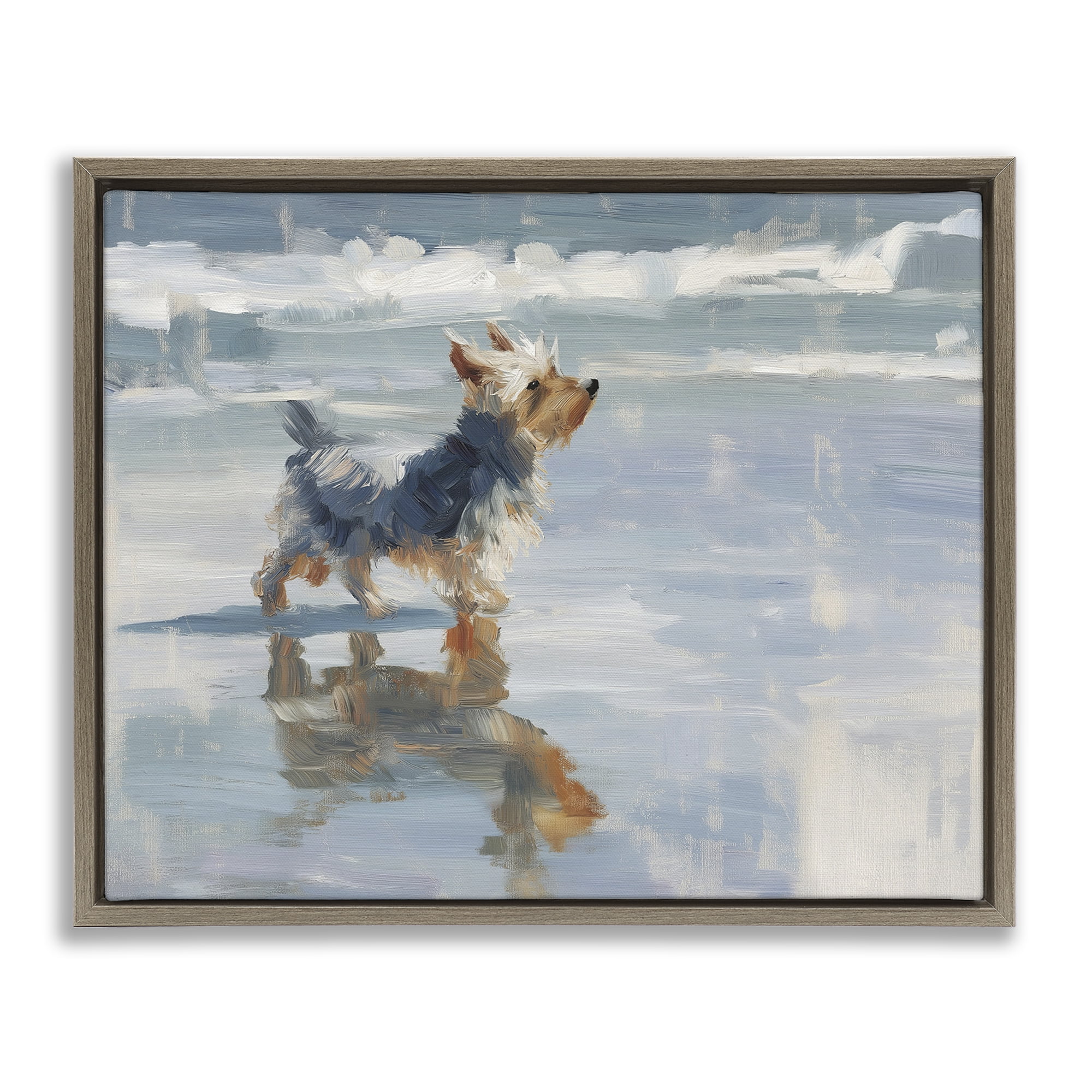 Stupell Industries Yorkie's Quiet Moment Brown Framed Floater Canvas Wall Art, design by Svetlana Aleynikova