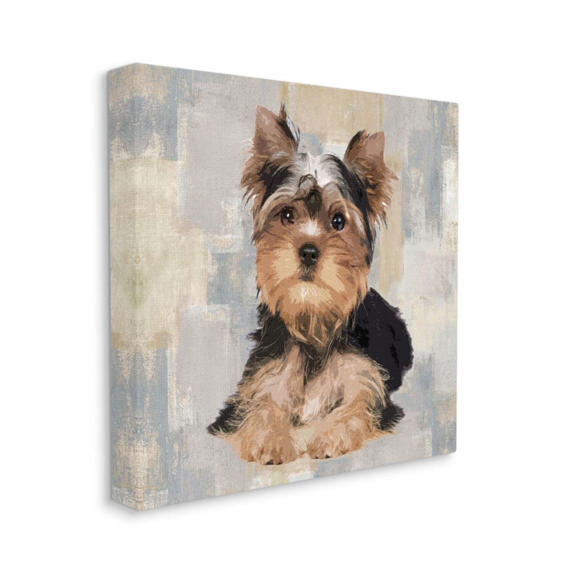Stupell Industries Yorkshire Terrier Dog Neutral Patchwork Pattern Design by Keri Rodgers, 24" x 24"