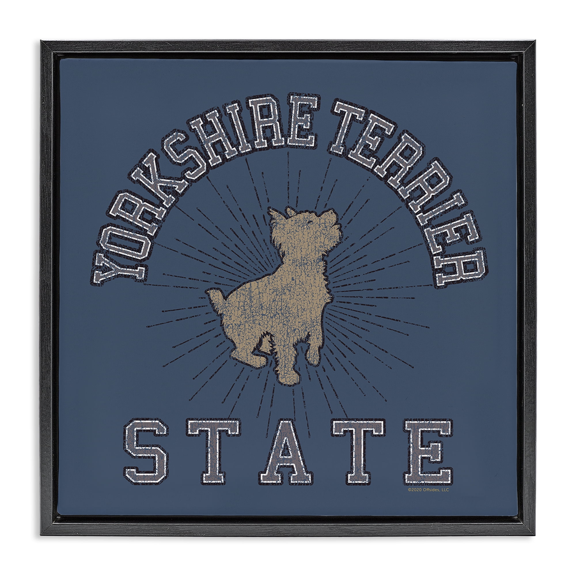 Stupell Industries Yorkshire Terrier State Novelty & Humor Painting Black Floater Framed Canvas Art Print Wall Art, 18 x 18