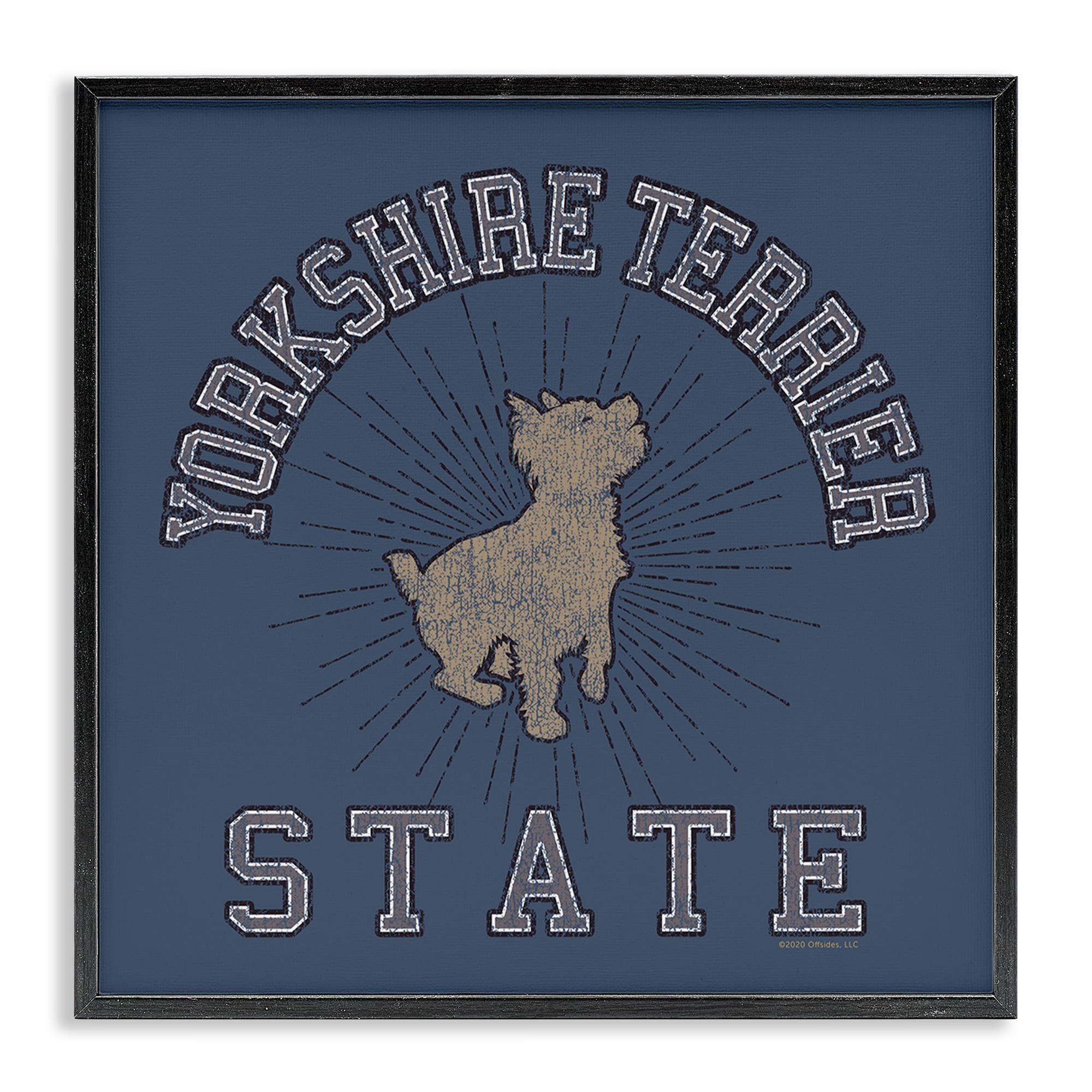 Stupell Industries Yorkshire Terrier State Novelty & Humor Painting Black Framed Art Print Wall Art, 17 x 17